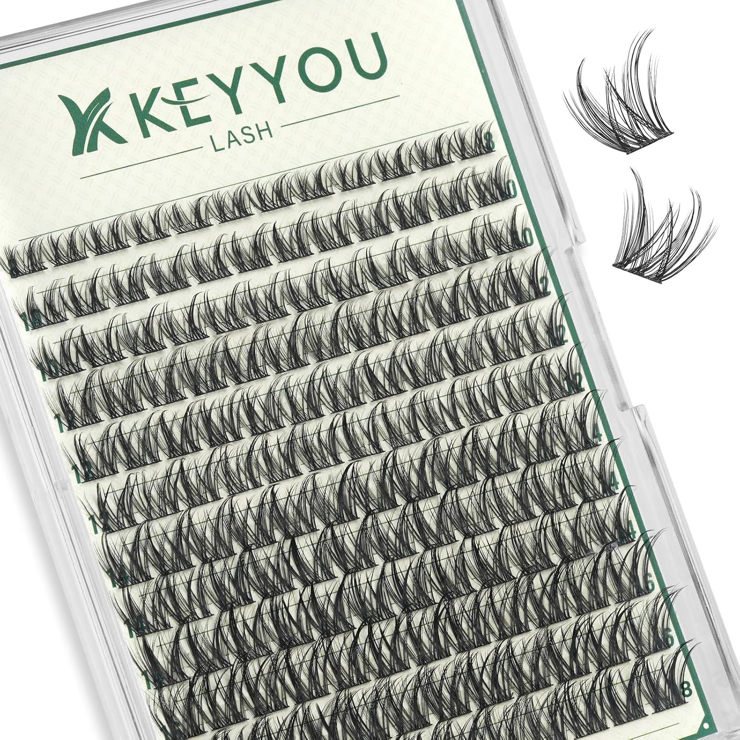 KEYYOU 3D Eyelash Clusters - 280pcs Wispy Volume Lashes | 80D D Curl, 9-18mm Mix