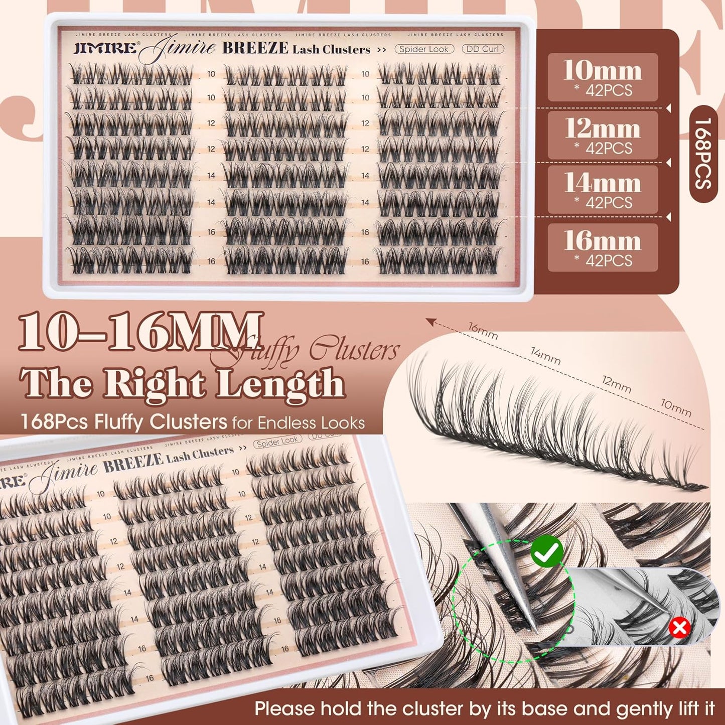 Spider Lash Clusters - Wispy Fluffy Eyelash Extensions for Natural Look | 10-16MM DD Curl