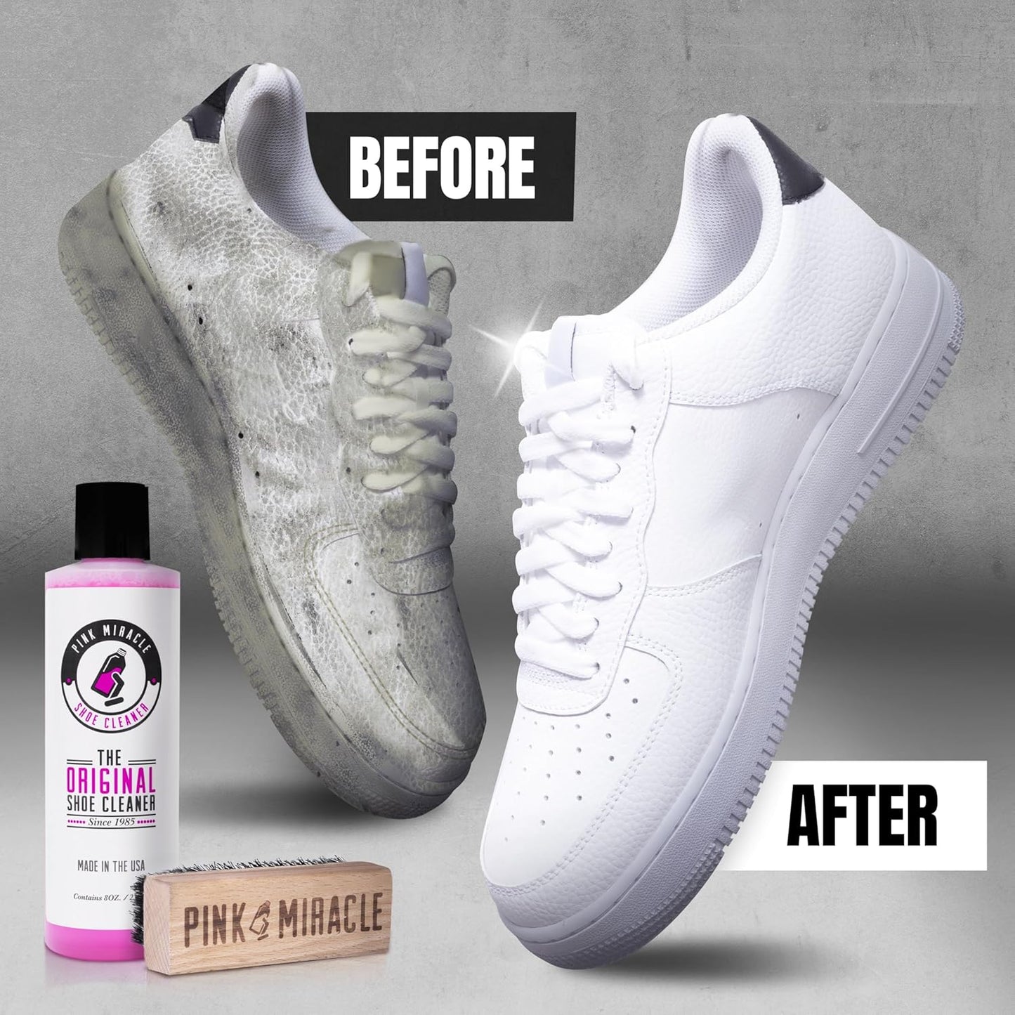 Miracle Shoe Cleaner Kit - Pink Fabric & Leather Cleaner with Brush for Sneakers | Suede, Nubuck, Whites