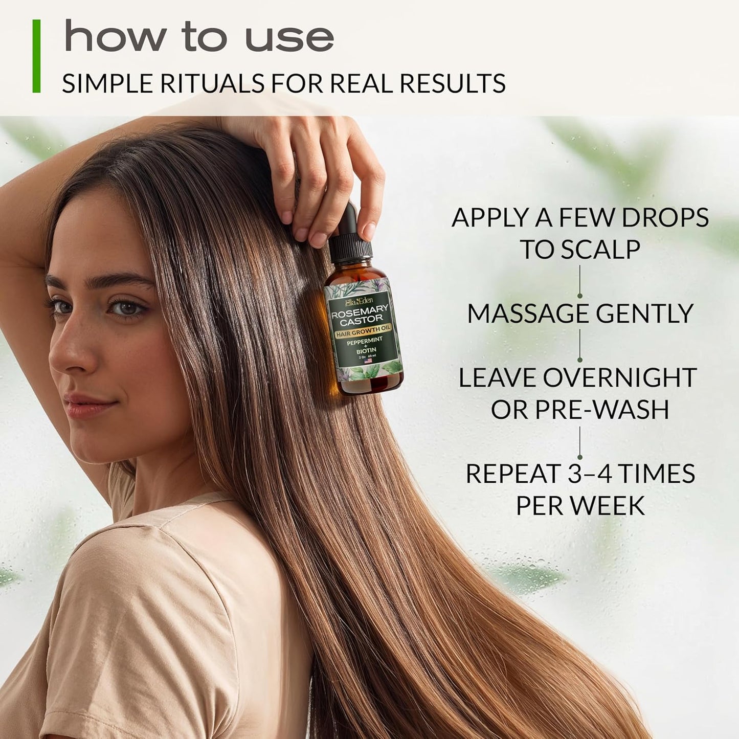 Hair Growth Oil - Rosemary, Castor & Peppermint Oils with Biotin - Dry Scalp Treatment | 2 Fl Oz Glass Bottle