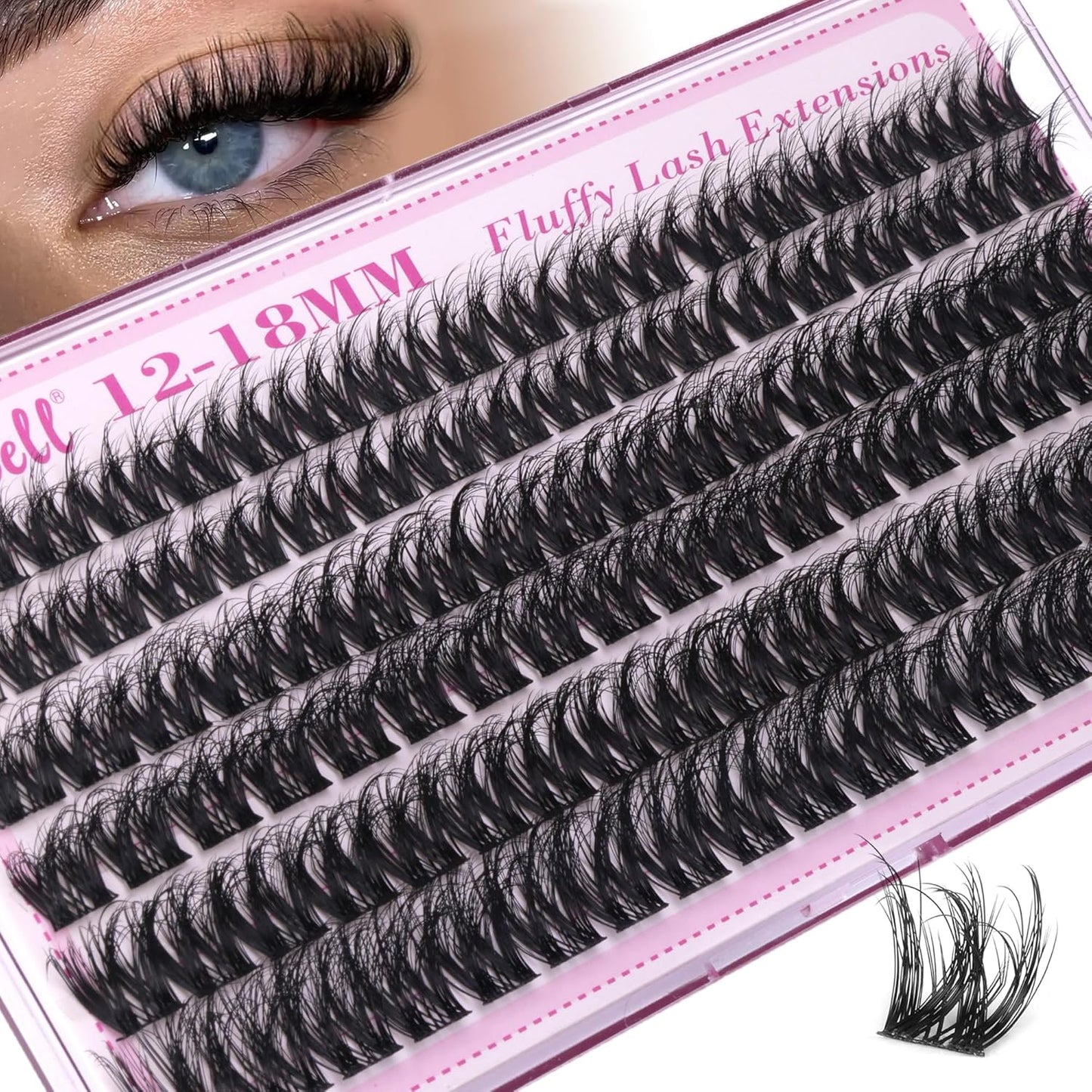 Natural Lash Clusters - Wispy D-Curly Eyelash Extensions | Fluffy 10-16MM Individual Lashes