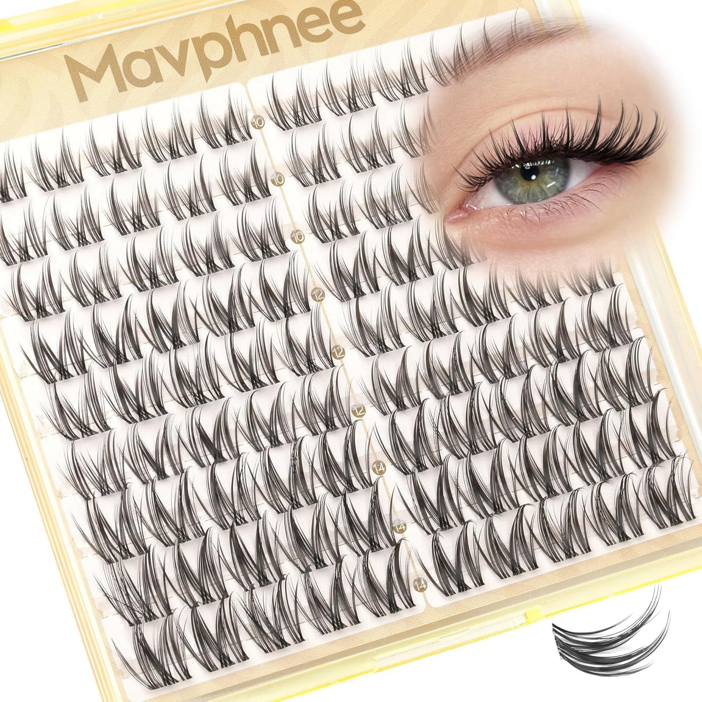 Natural Wispy Eyelash Extensions - Spider Lash Clusters 8-16MM | CC Curl, Flexible Clear Band for Effortless Application