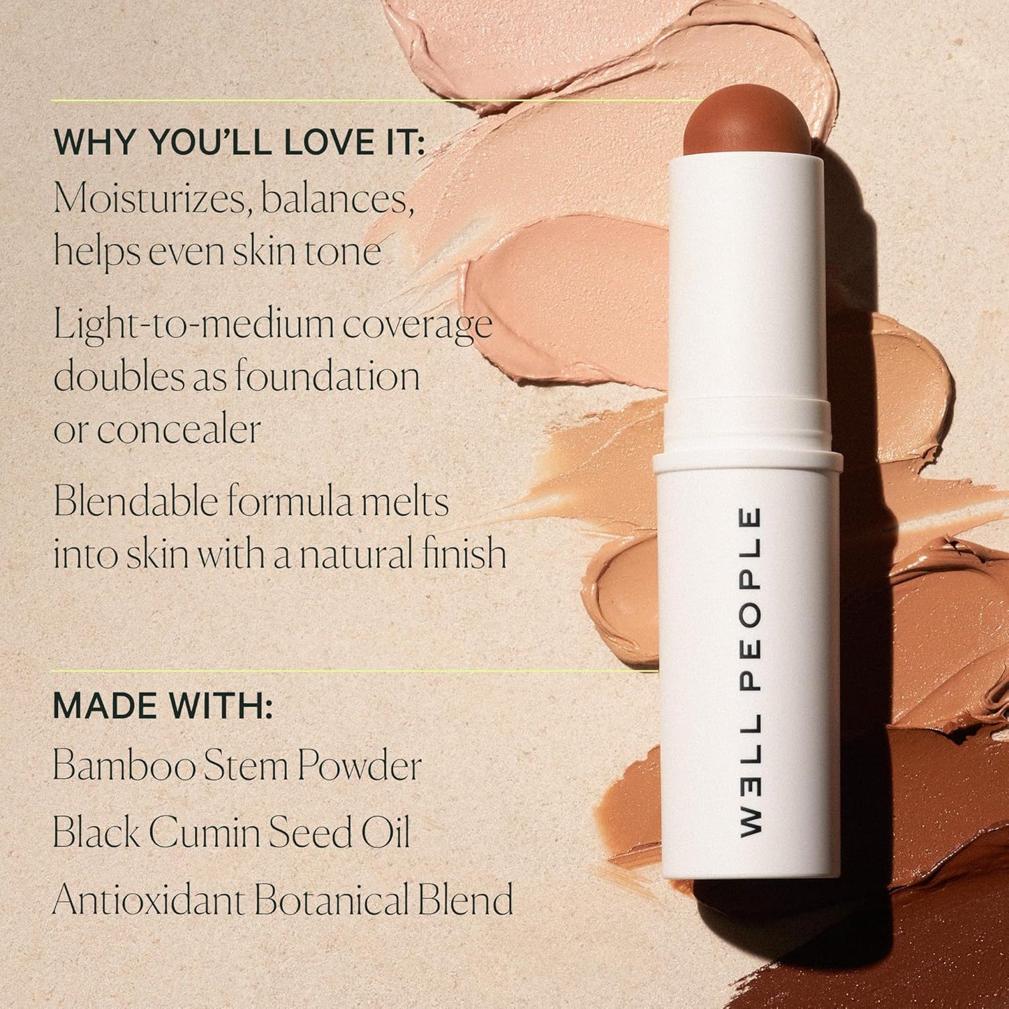 Supernatural Complexion Stick Foundation - Buildable Light-to-Medium Coverage, Soft Matte Finish | Vegan, Hydrating, 16 Light Neutral