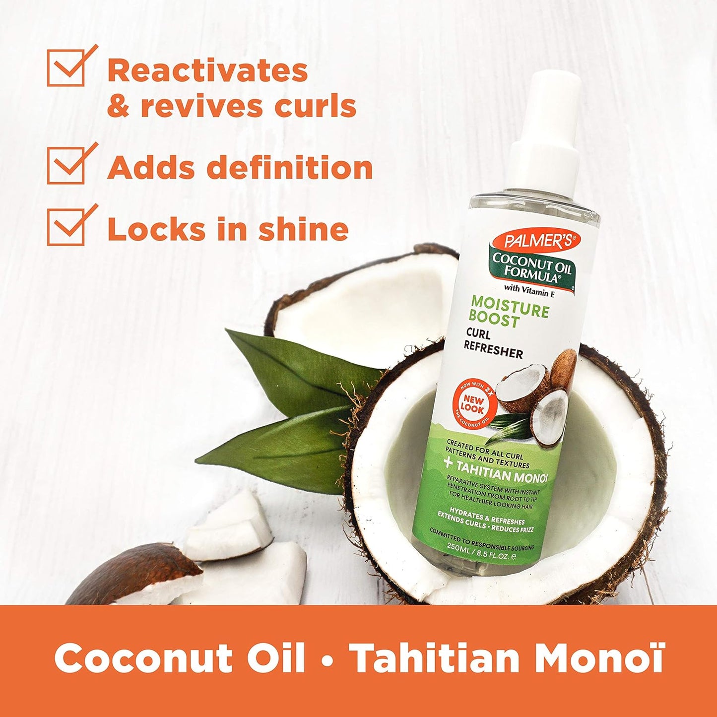 Coconut Oil Curl Refresher Spray - Moisture Boost Formula, 8.5 Ounce