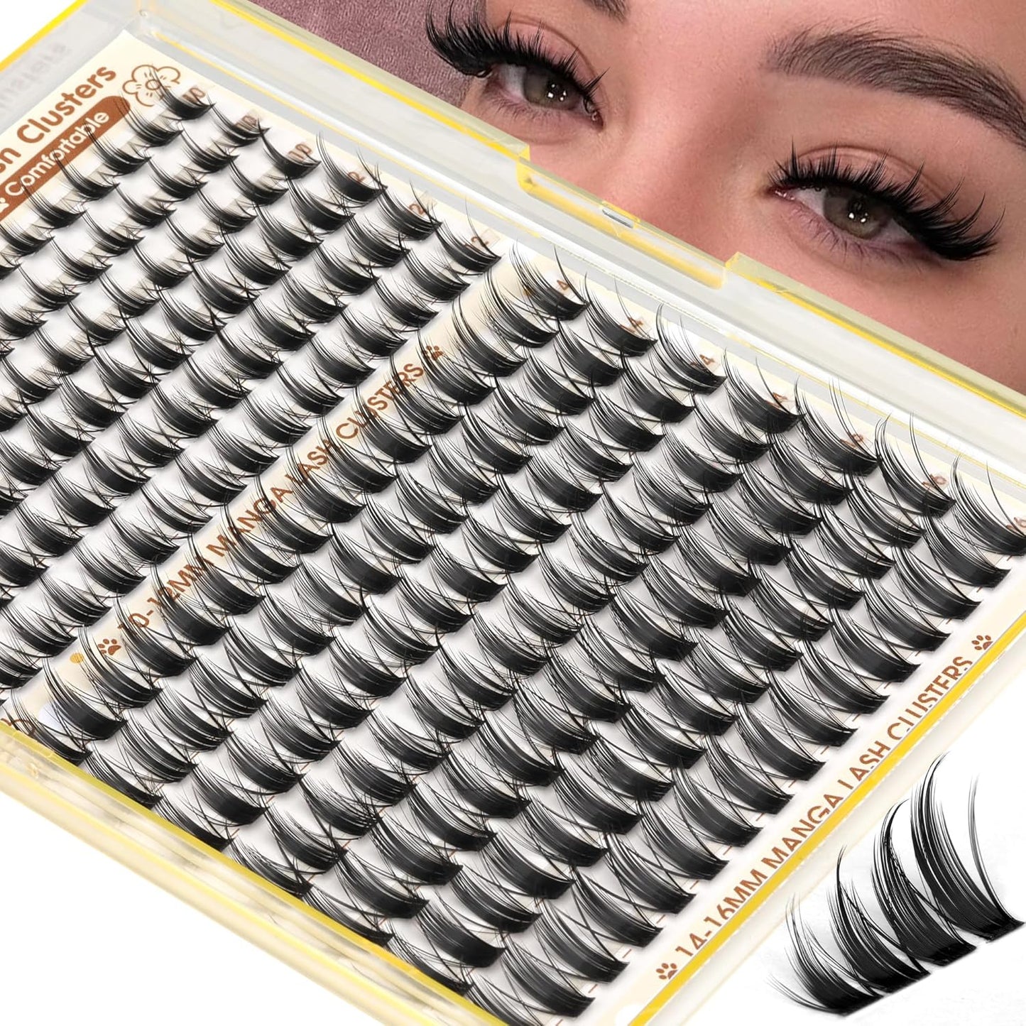 Manga Lash Clusters - Natural Wispy Eyelash Extensions | C-Curl 8-14mm, 180pcs DIY Kit