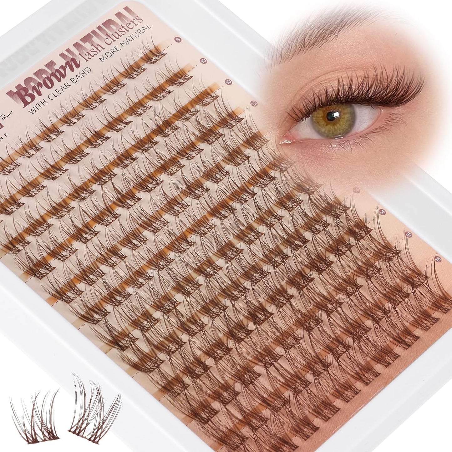 Natural Lash Clusters - Wispy Eyelash Extensions for DIY Glam | 8-14mm Lengths with 6mm Bottom Lashes