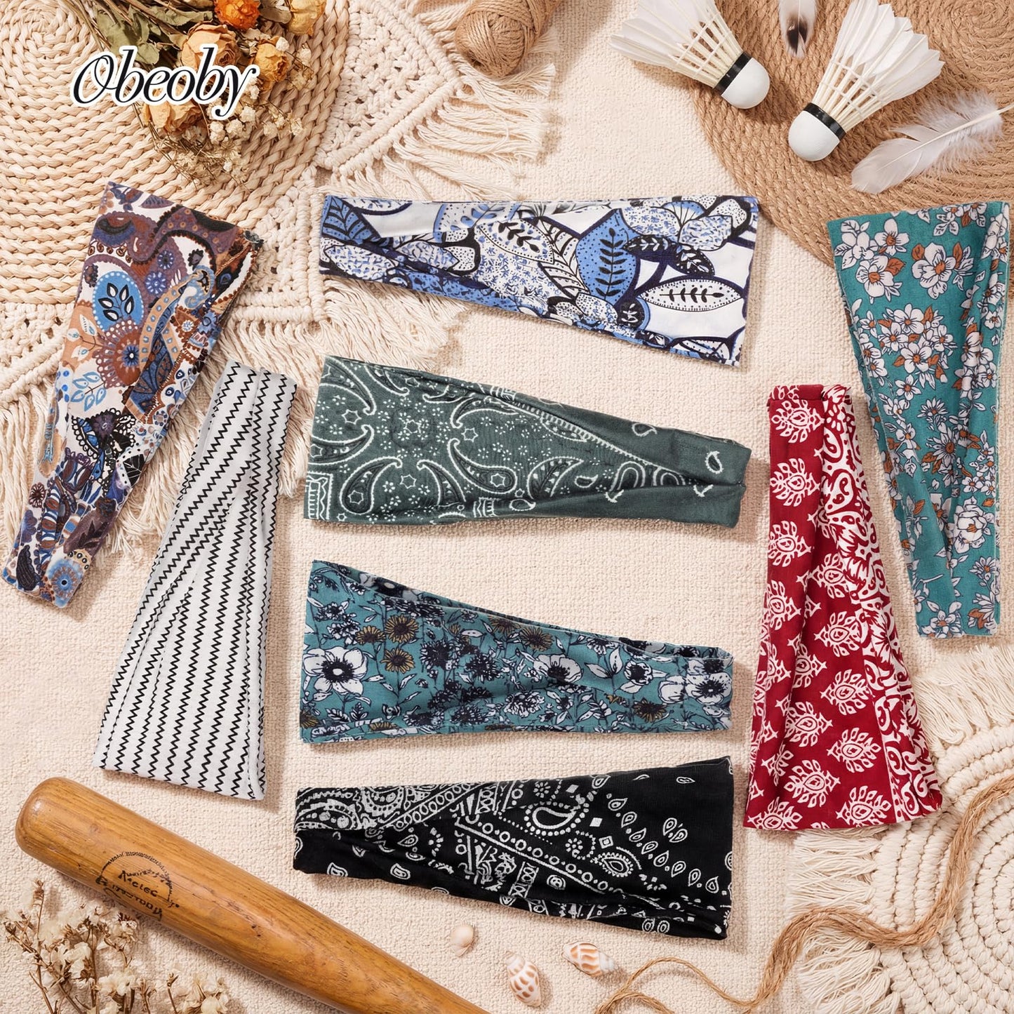 obeoby 8 Pack Headbands for Women, Boho Style Headbands