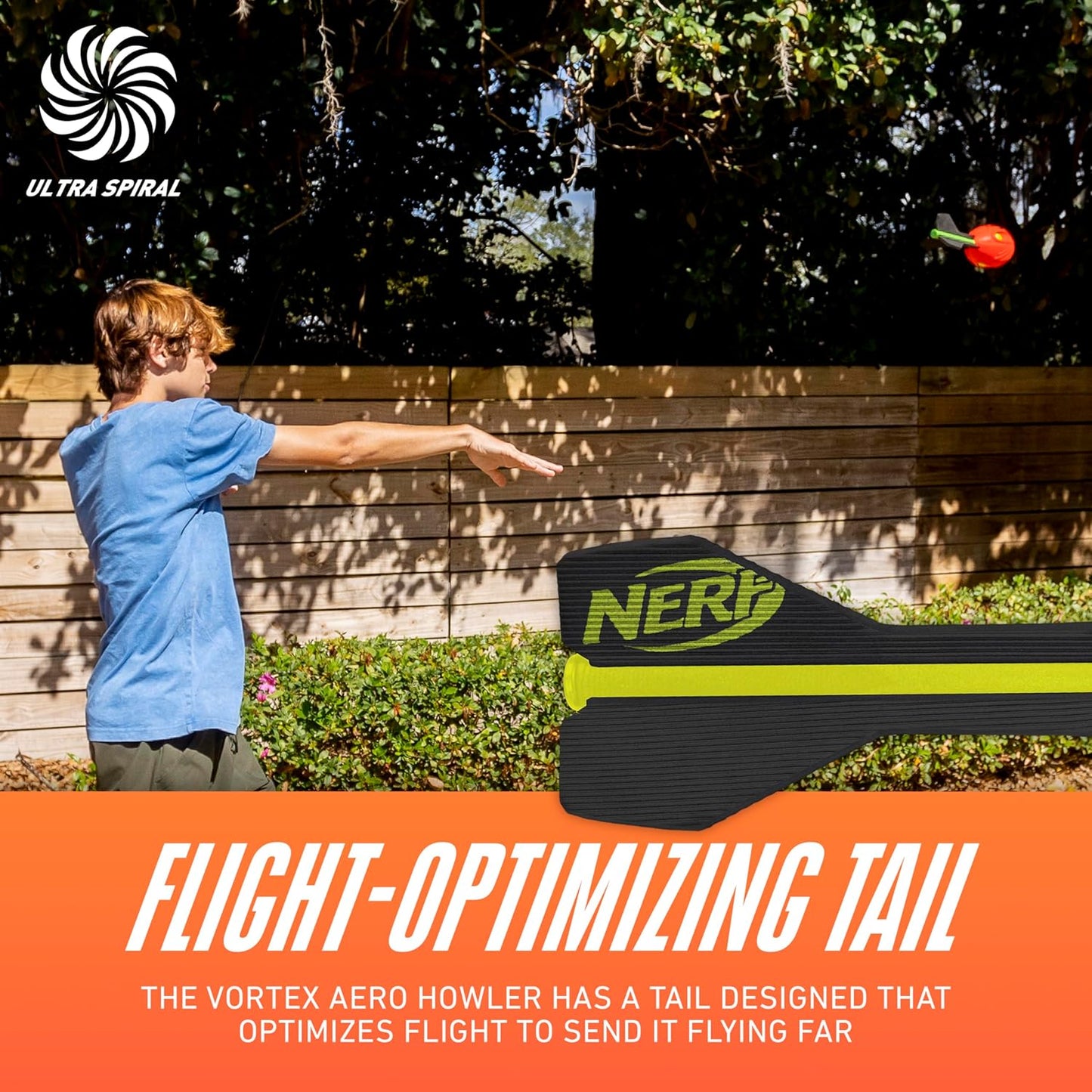 Nerf Vortex Aero Howler Foam Ball - Long-Distance Whistling Football for Indoor & Outdoor Play | Perfect Christmas Stocking Stuffer for Kids