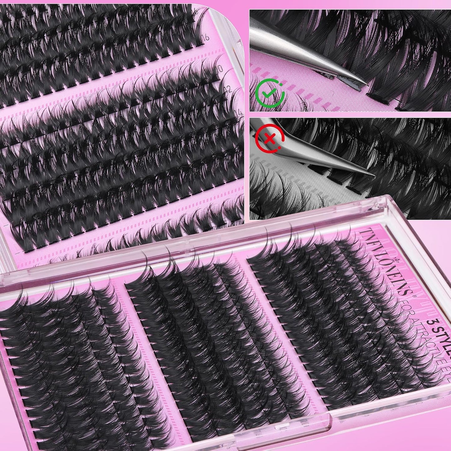 Lash Clusters - Wispy Spiky Individual Eyelash Extensions | DIY D Volume (10-16MM, 3 Styles)