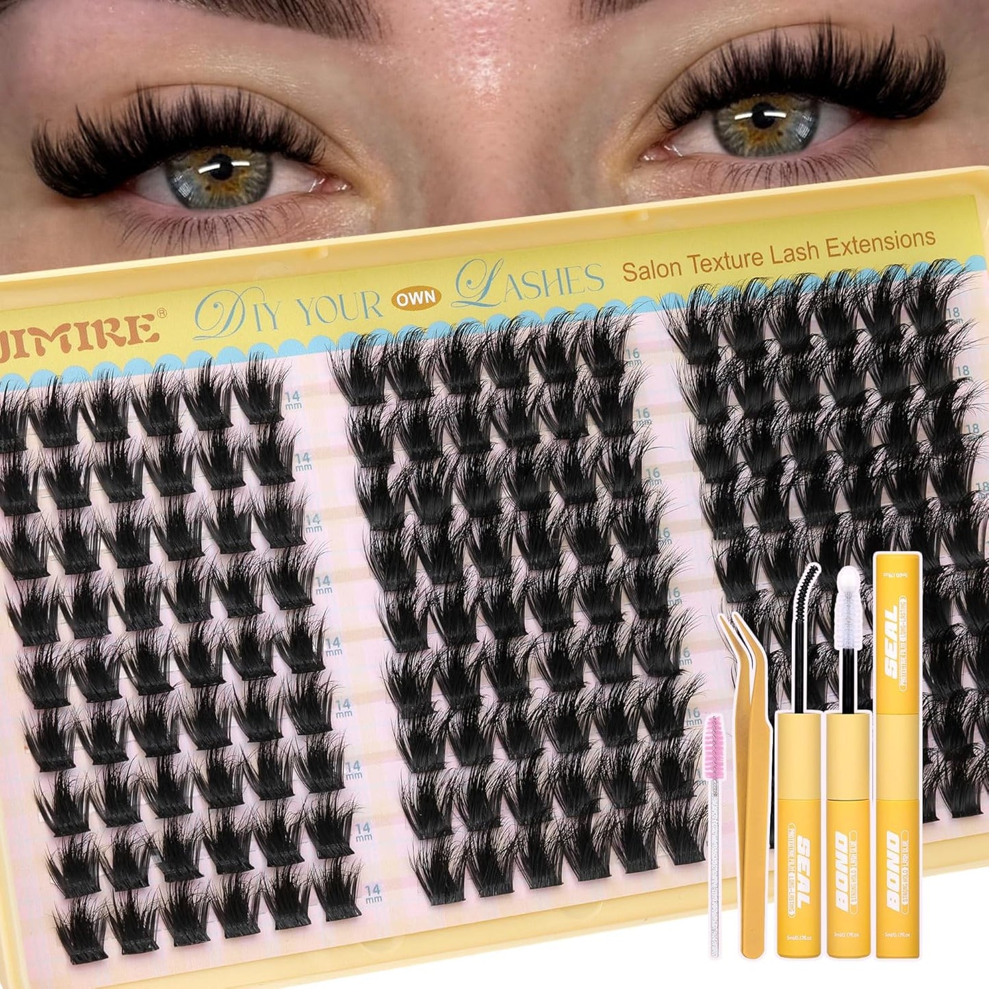 Manga Lash Clusters - Wispy Fluffy Eyelash Extensions | CC Curly 14-18MM, 162 Pcs Pack for DIY Thick Volume