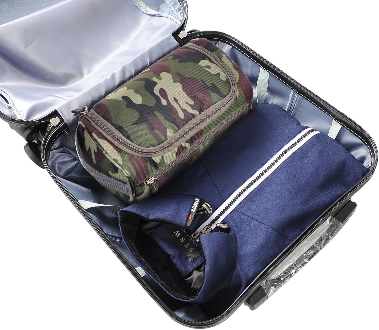 Men's Toiletry Bag - Compact Travel Shaving Kit | Camo Dark Green Design