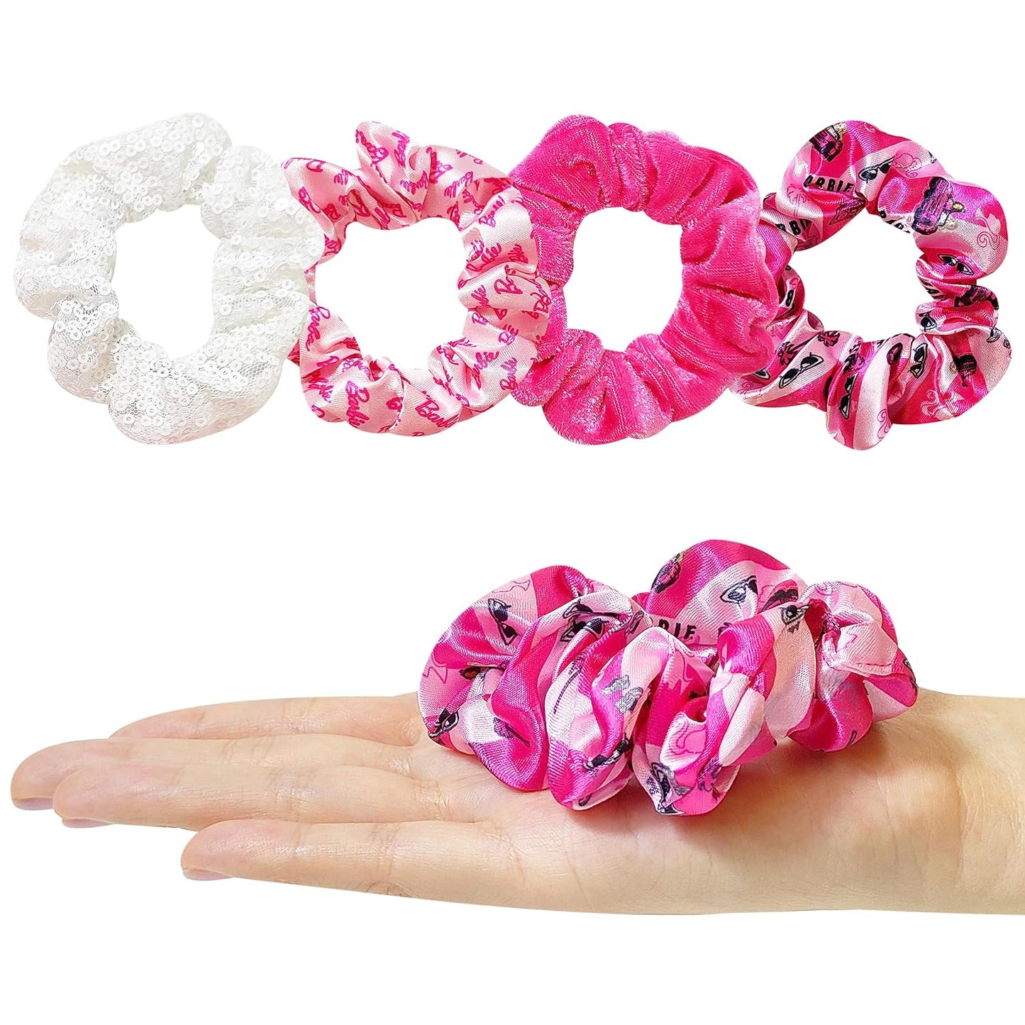 Barbie Hair Accessory Set - 5 Pcs Including 9-Inch Detangling Brush & 4 Colorful Scrunchies | For Ages 3+