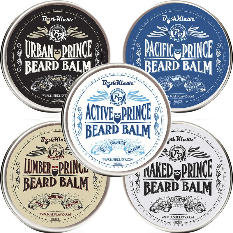 BushKlawz Beard Balm Leave-in Conditioner, 2 oz - Active Prince Scent - Best Conditioner for Men's Beard and Gifting