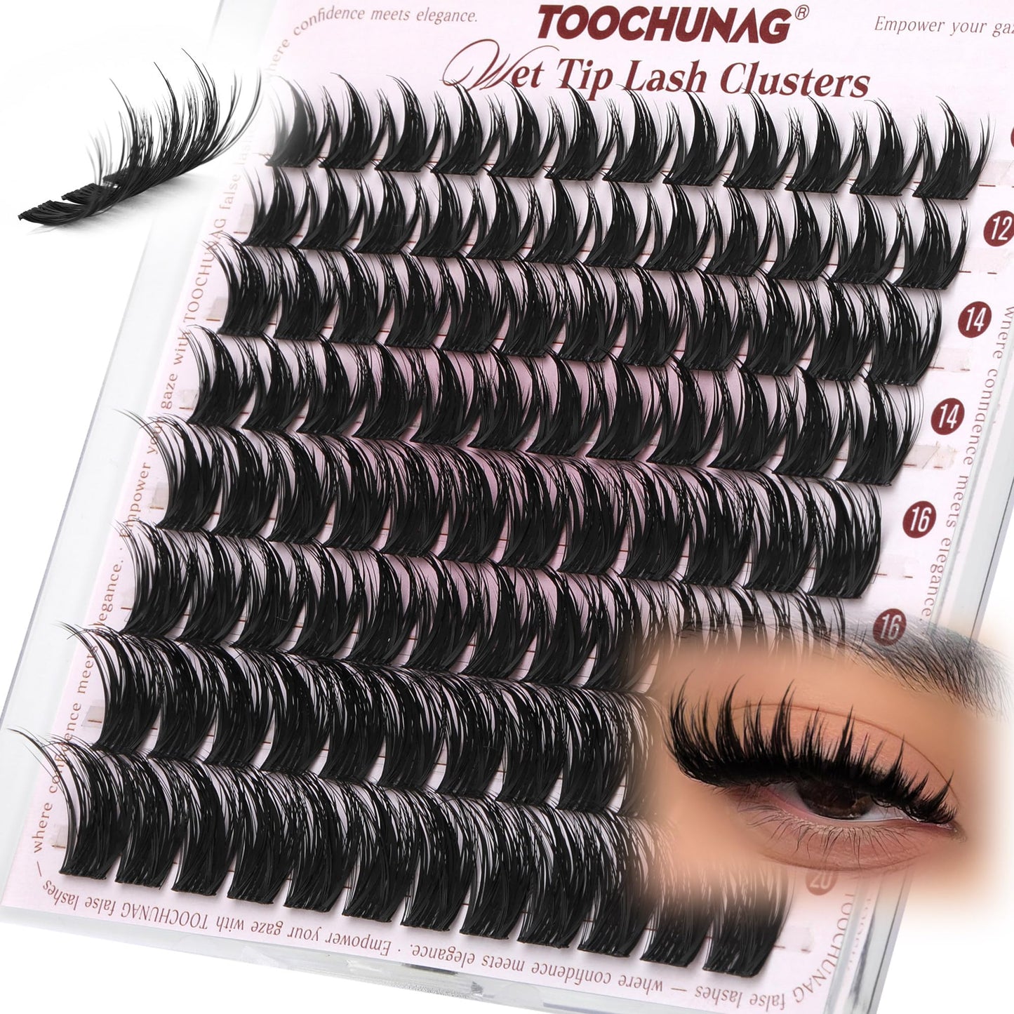 TOOCHUNAG Anime Lash Clusters 12-20mm Manga Eyelash Clusters Volume Cluster Eyelash Extensions D Curly Lashes Clusters DIY Lash Extensions Wispy Individual Lashes