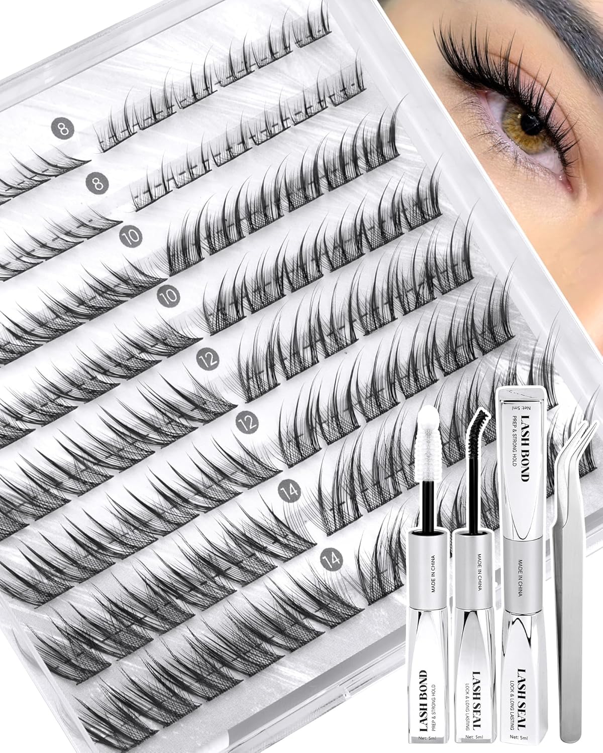 Fox Eye Lash Clusters - Natural Eyelash Extensions 8-14MM | Pre-Mapped Cat Eye Design