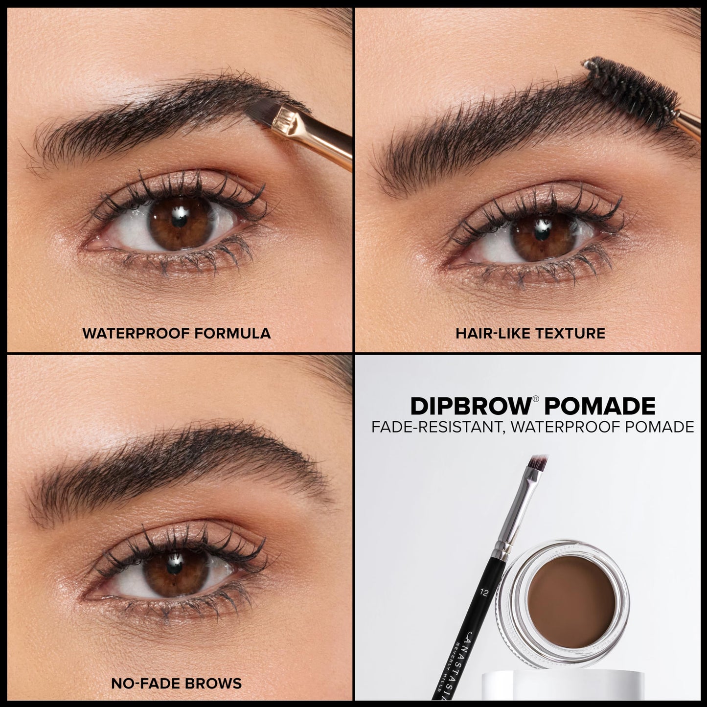 Anastasia Beverly Hills DIPBROW Pomade - Full-Pigment Smudge-Proof Eyebrow Pomade, Long-Wearing Waterproof Formula for Natural Hair Texture - Taupe