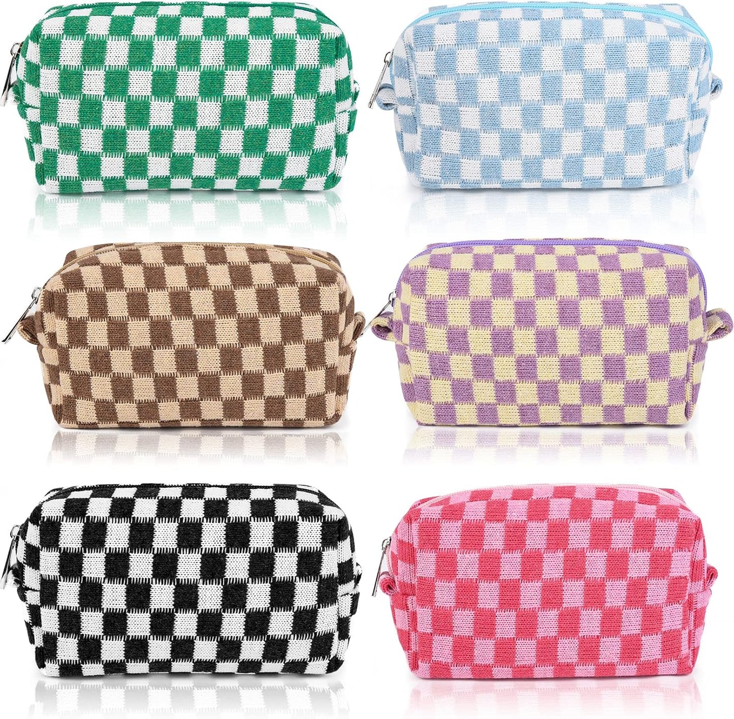 Bridesmaid Proposal Gifts - 6PCS Corduroy Blue Makeup Bags | Wedding Party Favors & Toiletry Organizers