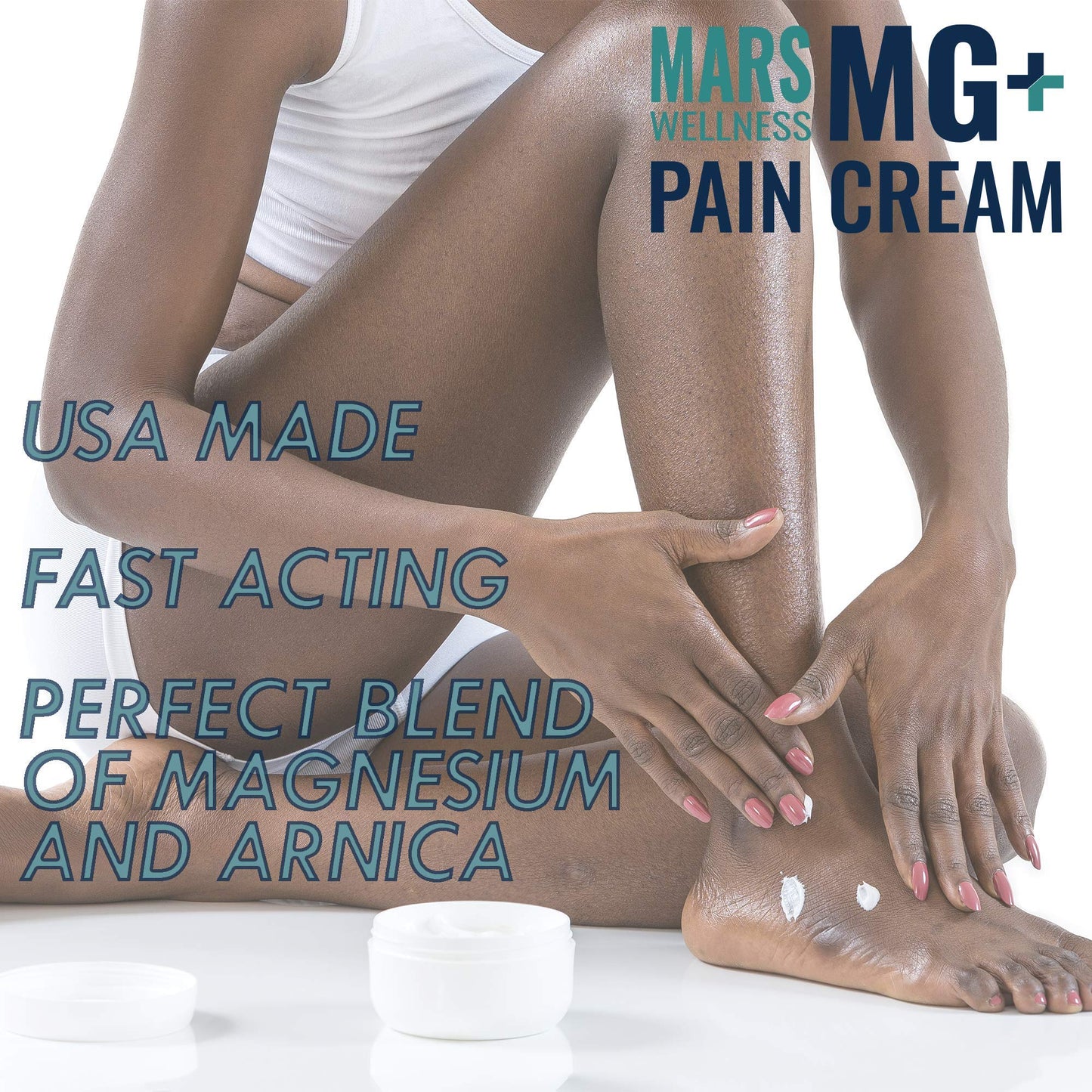 Mars Wellness MG+ Magnesium Cream Pain Relief - Extra Strength Magnesium and Arnica Cream - 4 OZ Tub - Neuropathy, Muscle Pain, and Leg Cramps Relief - 1 Pack