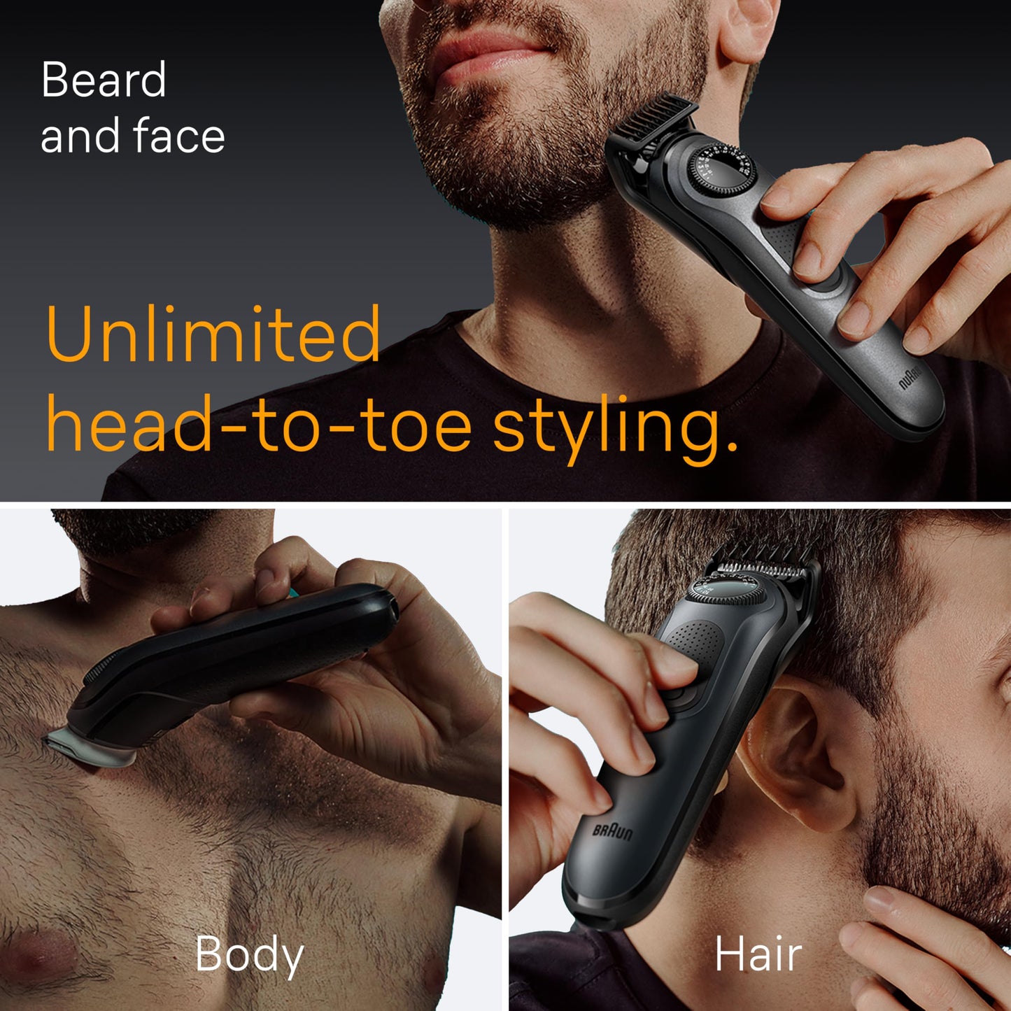 Braun All-in-One Style Kit Series 5 5470, 9-in-1 Trimmer for Men w/Beard Trimmer, Body Trimmer for Manscaping, Gillette Fusion5 ProGlide Razor, 40 Length Settings, Rechargeable Battery, Cordless