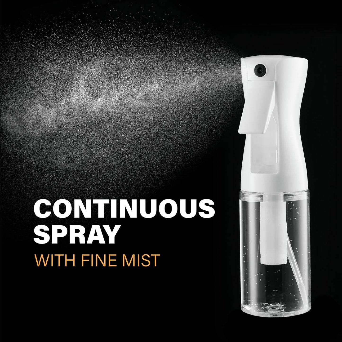 Continuous Spray Bottles - Ultra Fine Mist Hair & Cleaning Sprayer | 2 Pack 6.8 OZ / 200 ML