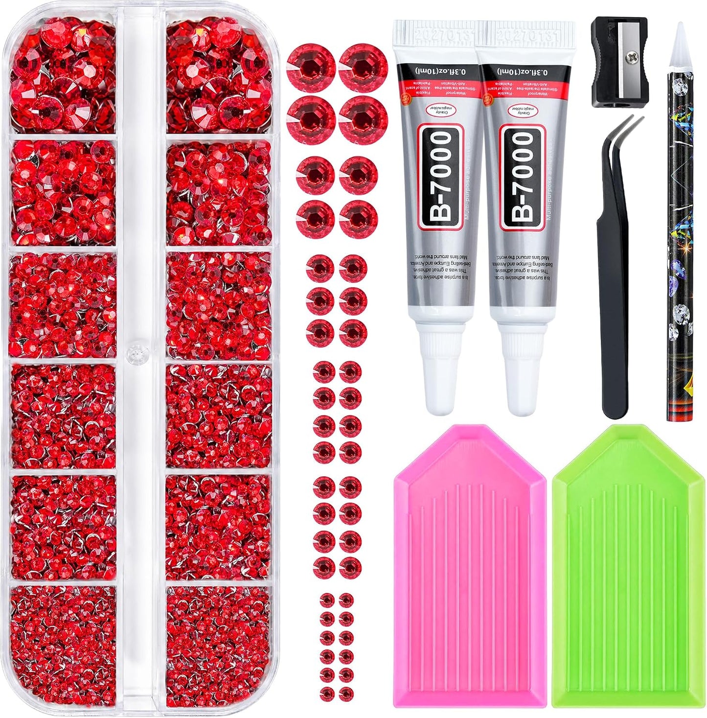 Resin Jelly Rhinestones Kit - 35,000 Multicolor 3mm Flatback Gems + 4 B7000 Jewelry Glue & Tools | DIY Arts & Crafts Set