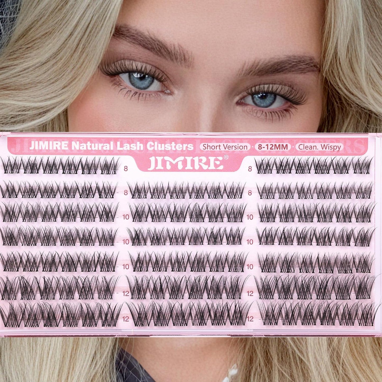 Natural Lash Clusters - Wispy 8-12MM C-Curly Eyelash Extensions | 120Pcs DIY Clear Band Lashes