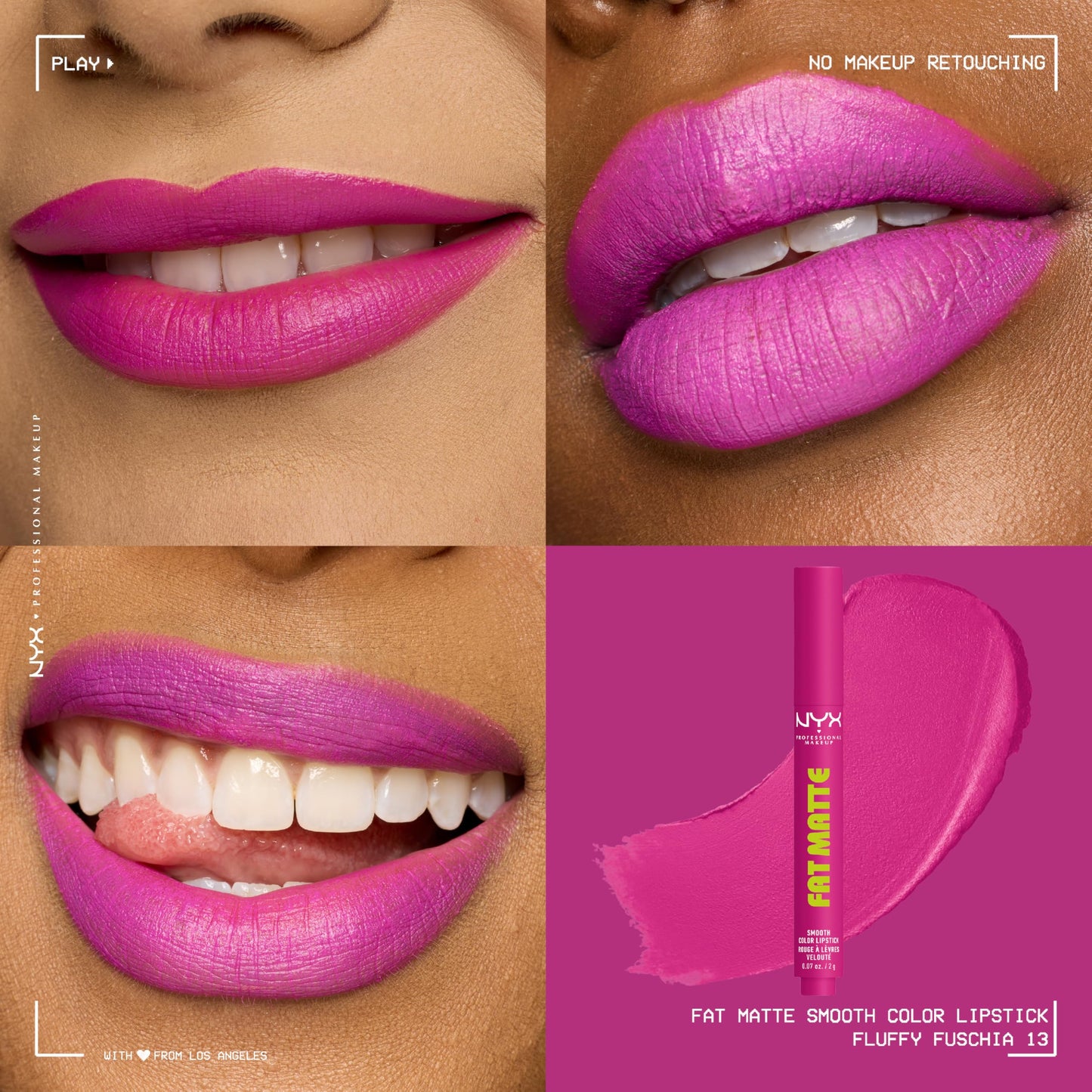 NYX PROFESSIONAL MAKEUP Fat Matte Lipstick, Pigmented, Smoothing, & Non-Drying Lip Crayon, Long Lasting Lip Makeup, Vegan & Cruelty Free - Fluffy Fuchsia (Fuchsia)