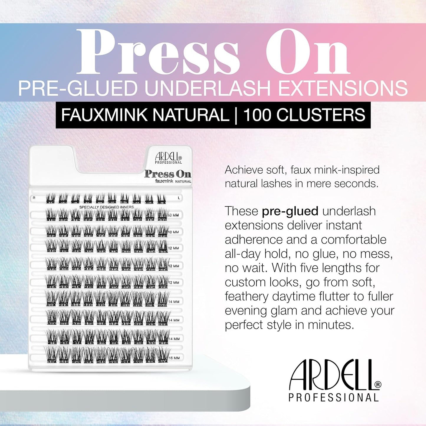 Faux Mink Press On Lashes - Natural Pre-Glued Underlash Extensions | 100 Count DIY Lash Clusters