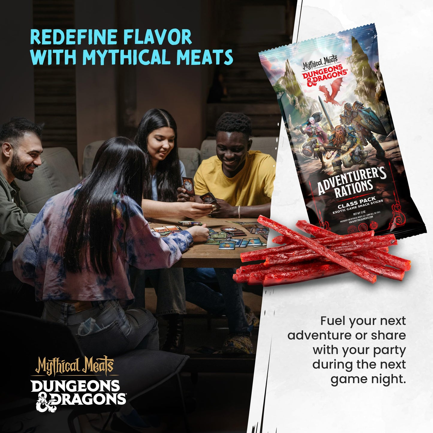 Mythical Meats Beef Jerky Snack Packs – Dungeons and Dragons gifts for Men – Exotic Meat Stick Variety Pack – High Protein, Low Sugar, Keto-Friendly, MSG Free – 12 Pack