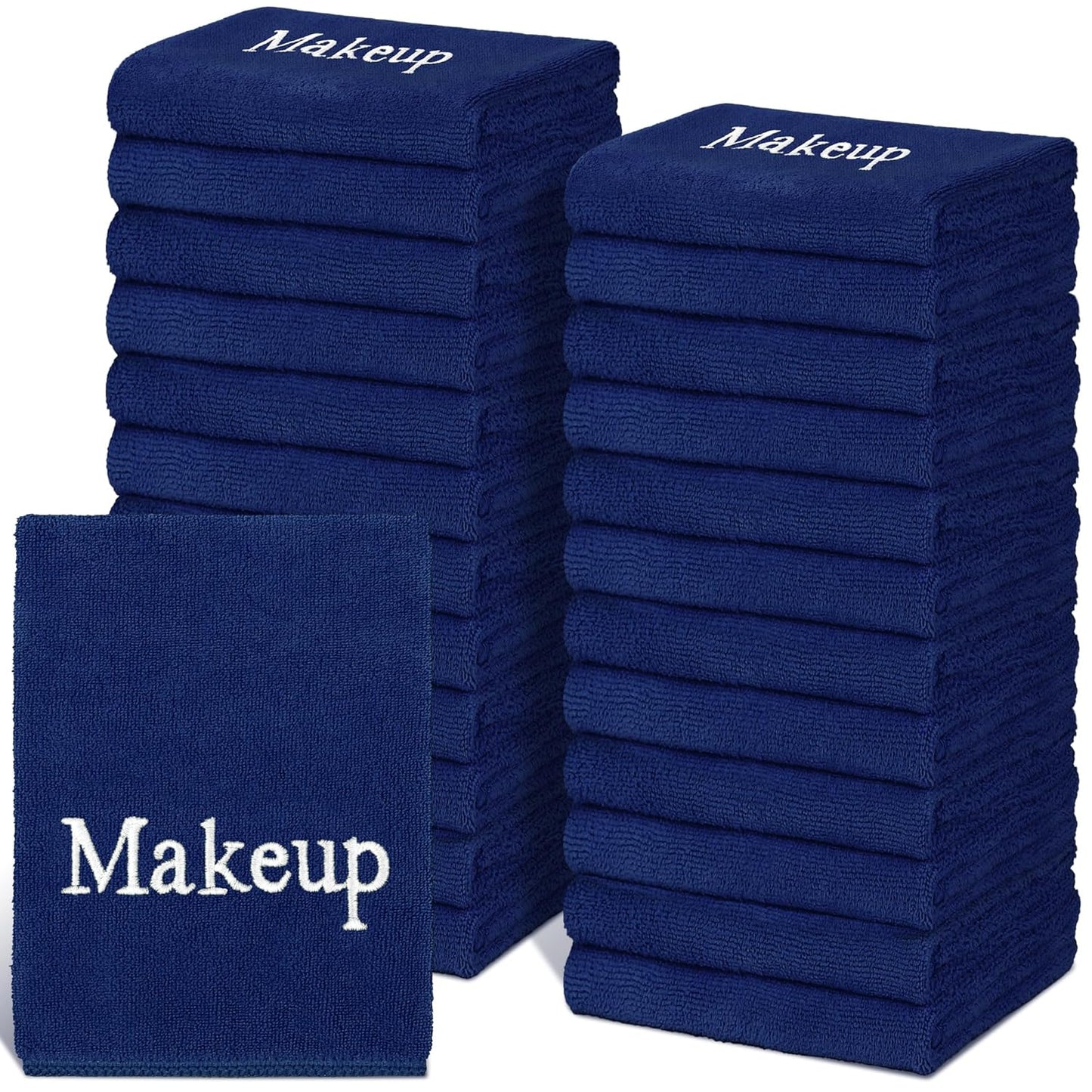 TURSTIN Makeup Remover Towels - 24 Pack Microfiber Facial Cloths | 13x13 Inch, Black, Reusable