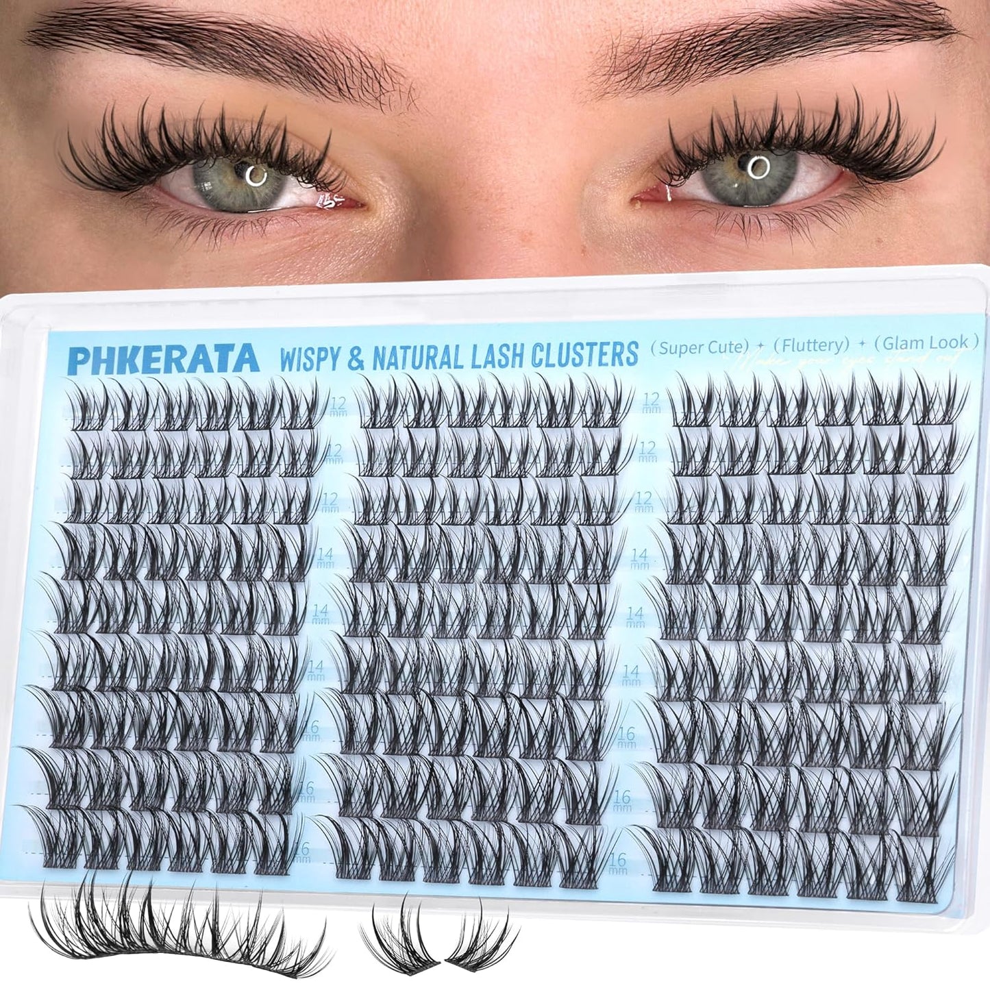 Fluffy Lash Clusters - Natural C Curl Eyelash Extensions | DIY Volume Lashes, 10-16mm