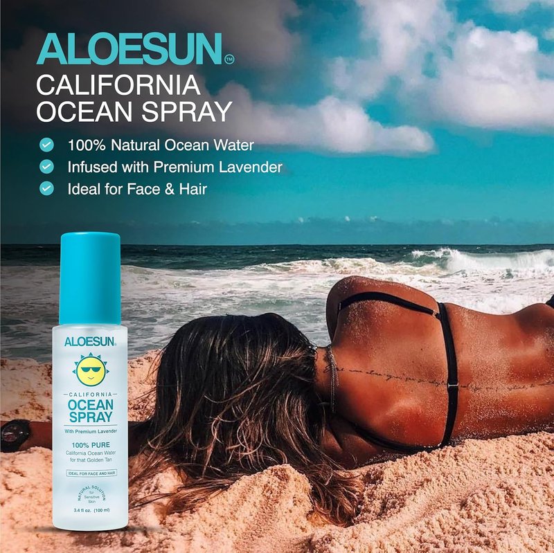 Ocean Spray Face Mist - Pure California Sea Salt & Organic Lavender | Hydrating Tanning & Scalp Exfoliant | Travel Size 3.4 Fl Oz