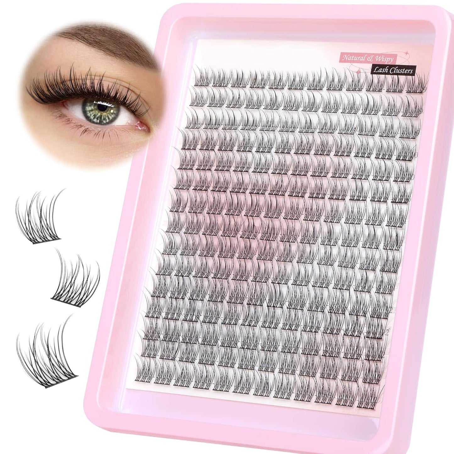 Natural Cluster Lashes - 14mm Wispy Eyelash Extensions | C Curvature for Daily Wear