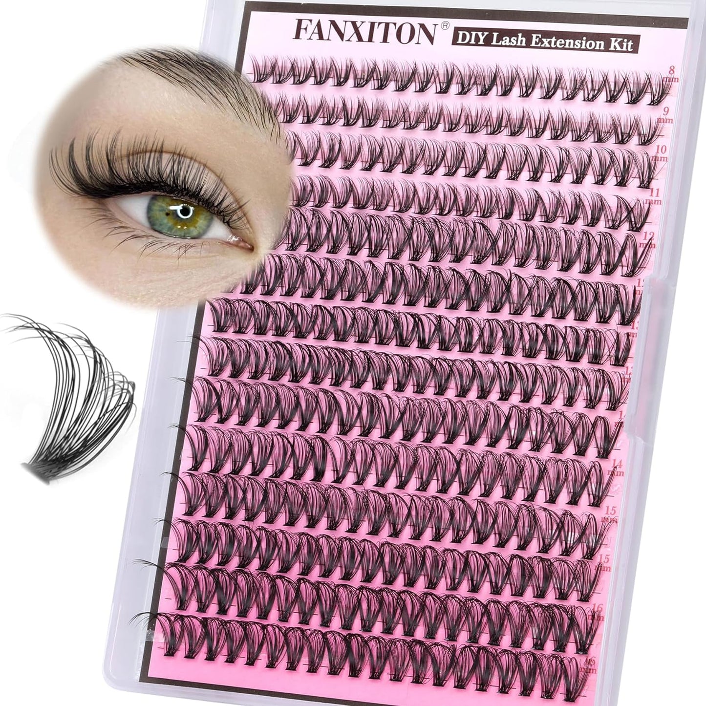 DIY Eyelash Extension Kit - Thick Volume 40D & 50D Cluster Lashes | 280 Pieces with Bond & Tweezers