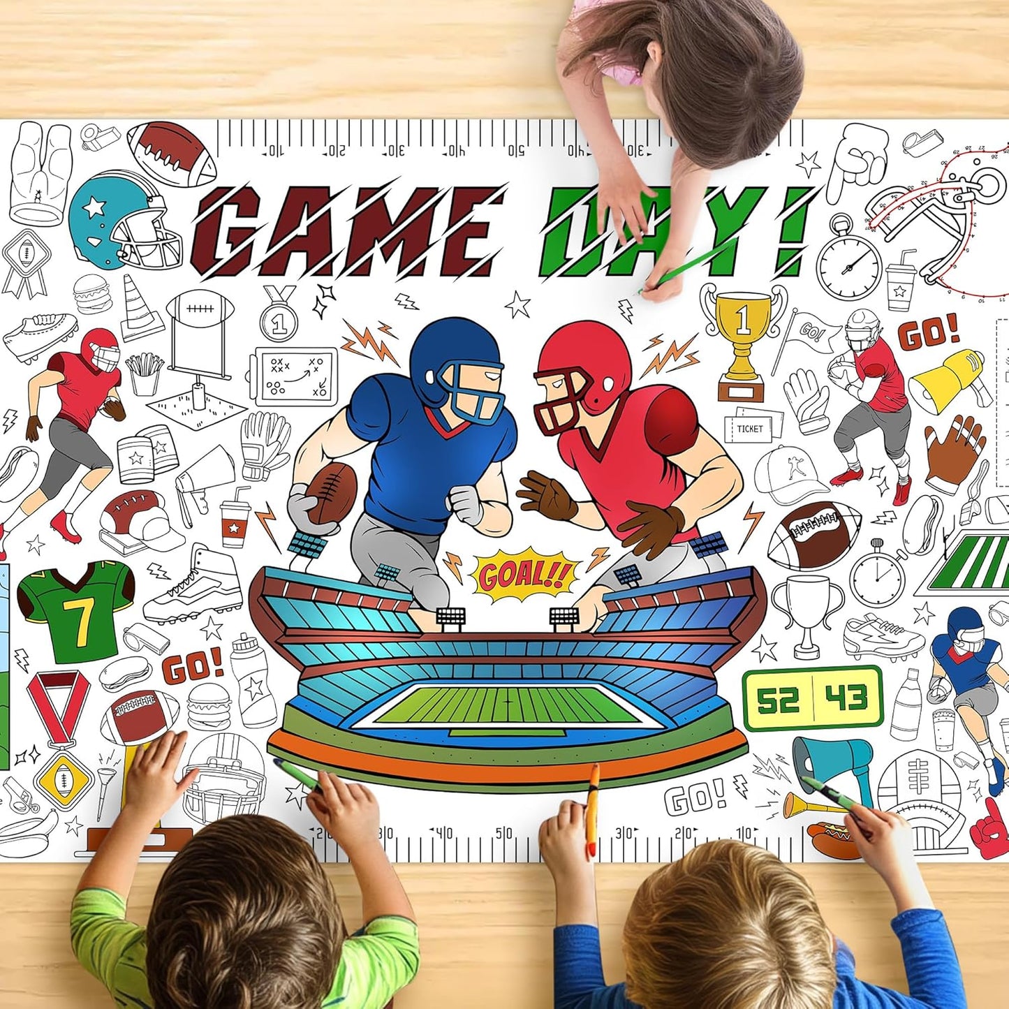 Monster Truck Coloring Tablecloth - Large 30x72 Inch for Kids | Perfect for Birthday Parties & Classroom Fun