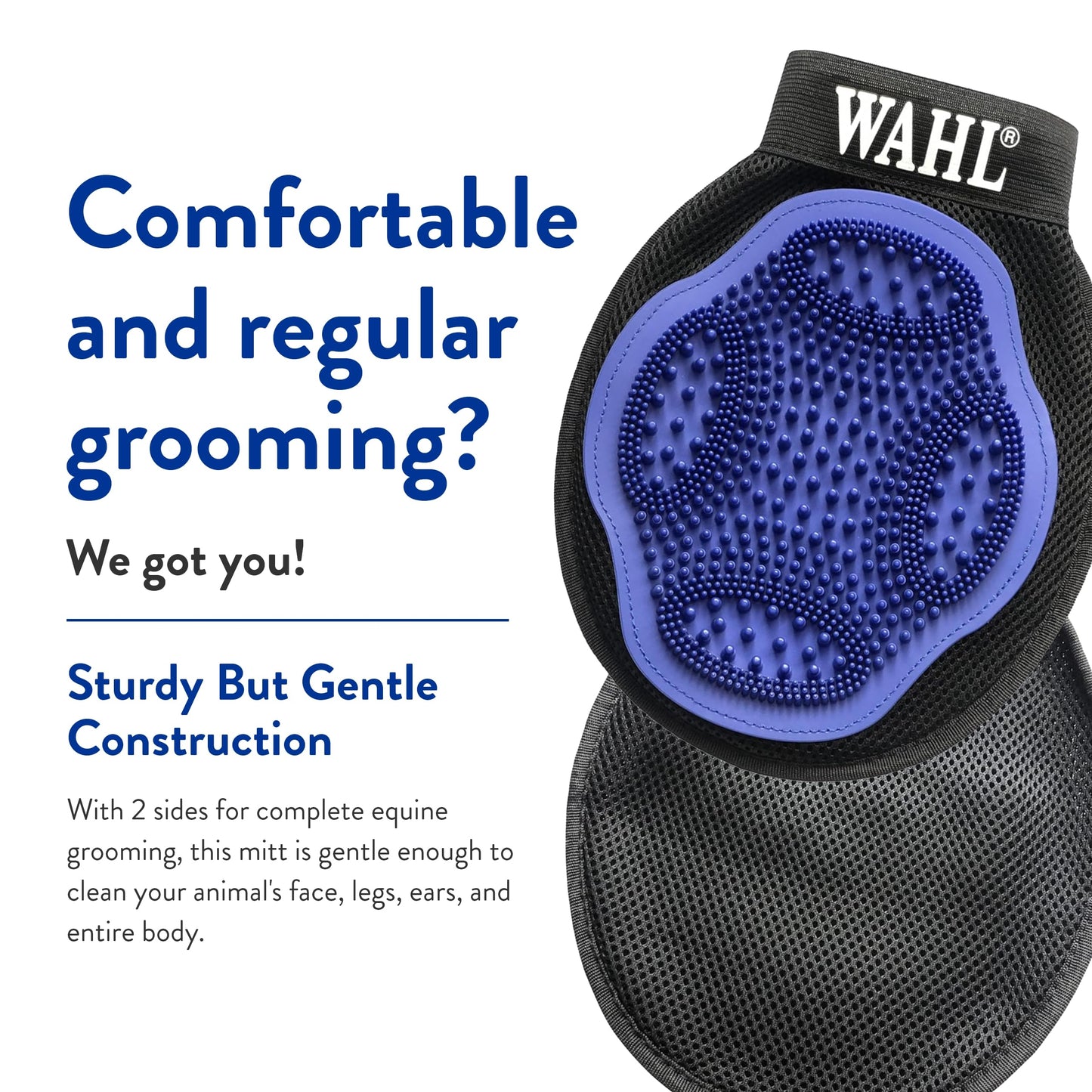 WAHL Professional Animal Equine Grooming Mitt - Flexible Rubber Brush for Horse Care