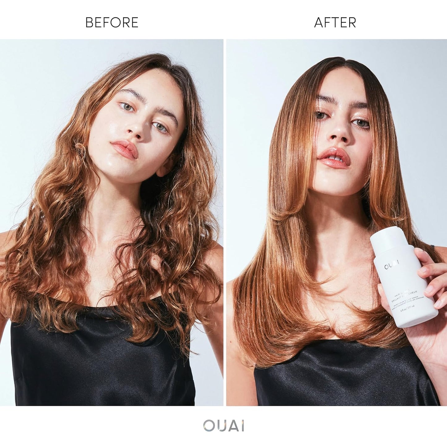 OUAI Hair Gloss Treatment - In-Shower Shine & Frizz Control | Heat Protectant with Hyaluronic Acid & Rice Water (6 Oz)