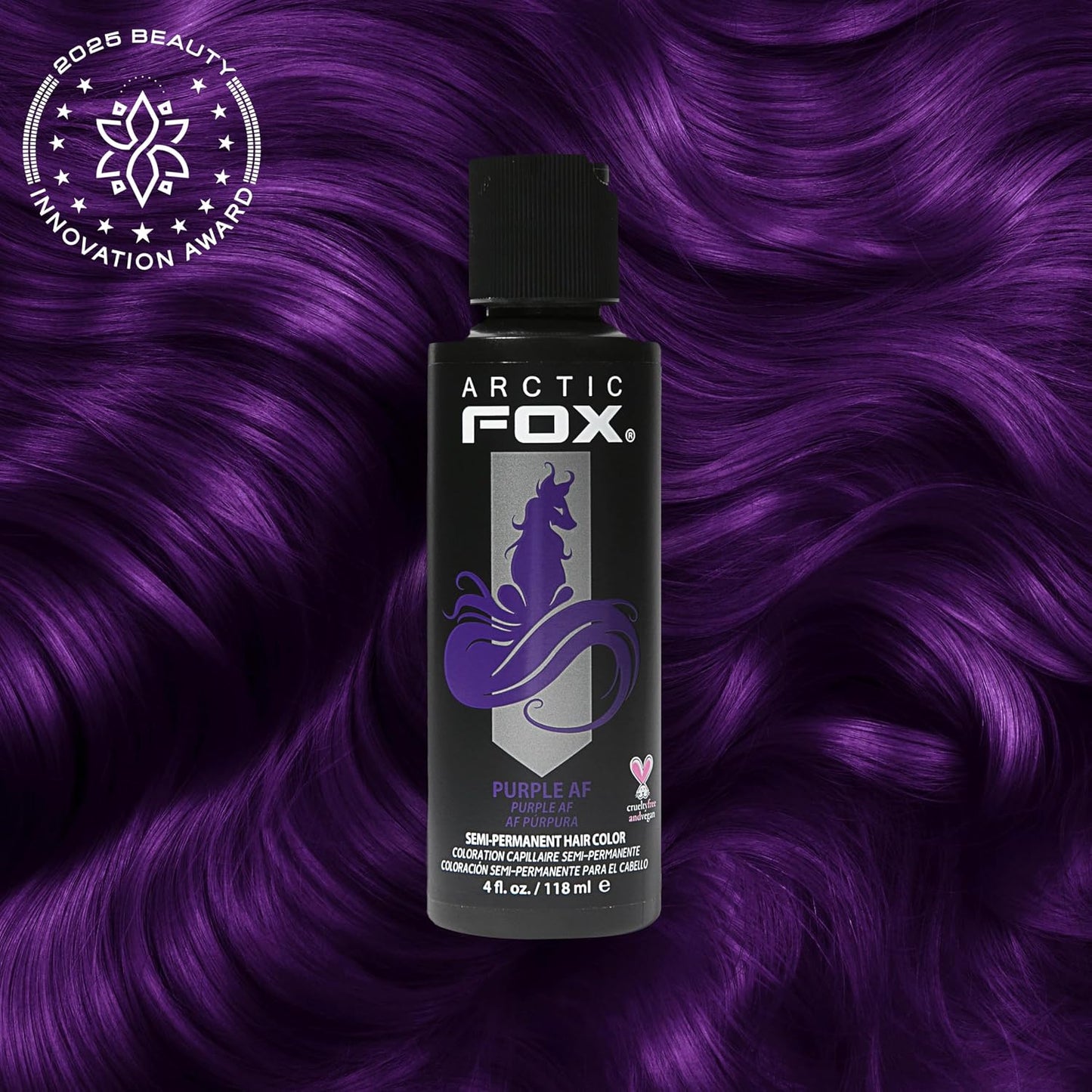Arctic Fox Semi-Permanent Hair Dye - Vibrant Purple AF Color | Vegan, Ammonia-Free, 4 Fl Oz