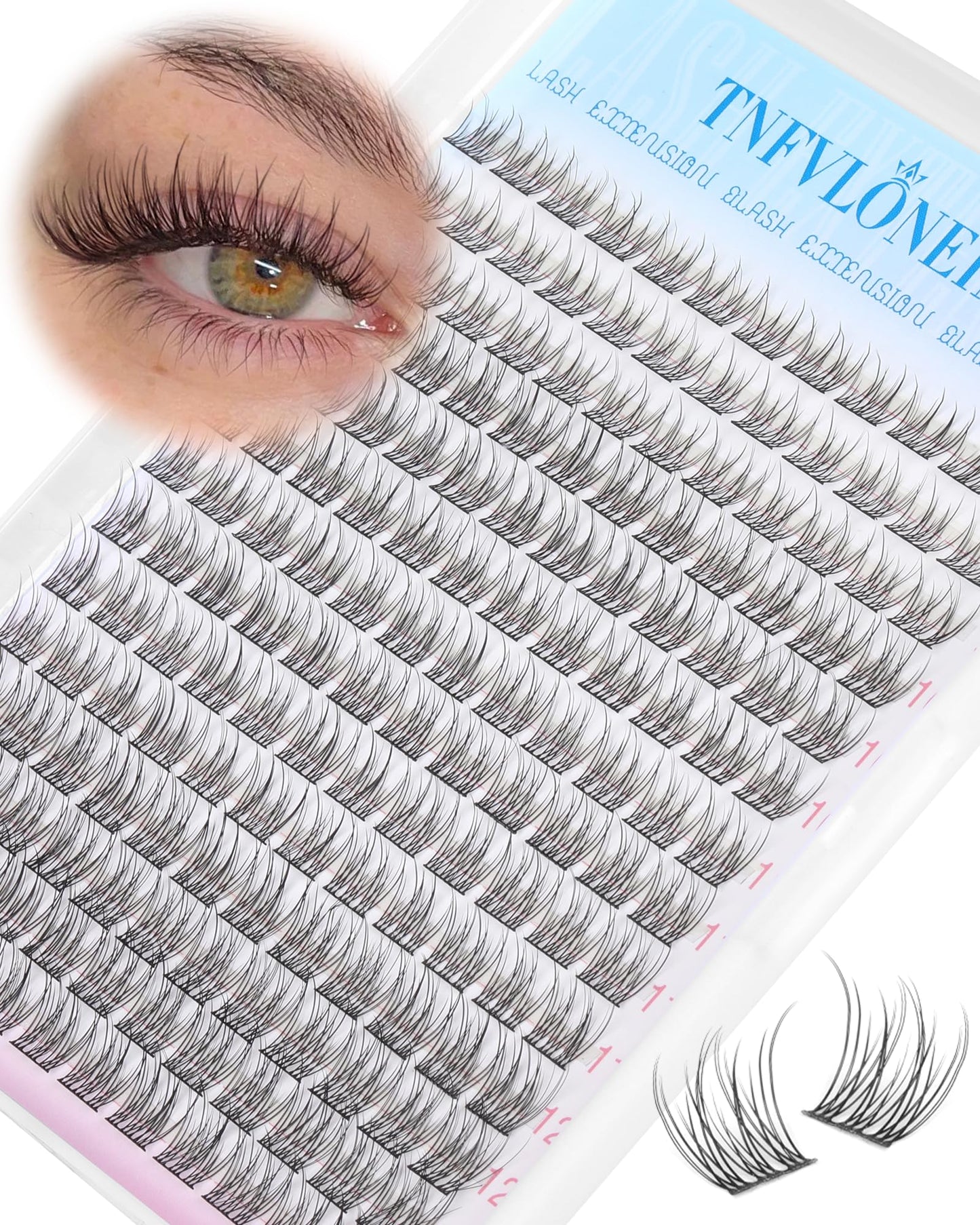 TNFVLONEINS Natural Lash Clusters Wispy Eyelash Clusters 9-12MM Short Lashes Clusters 168Pcs Cluster Eyelash Extensions Natural Look Individual Lashes Extensions DIY Cluster Lash Extensions