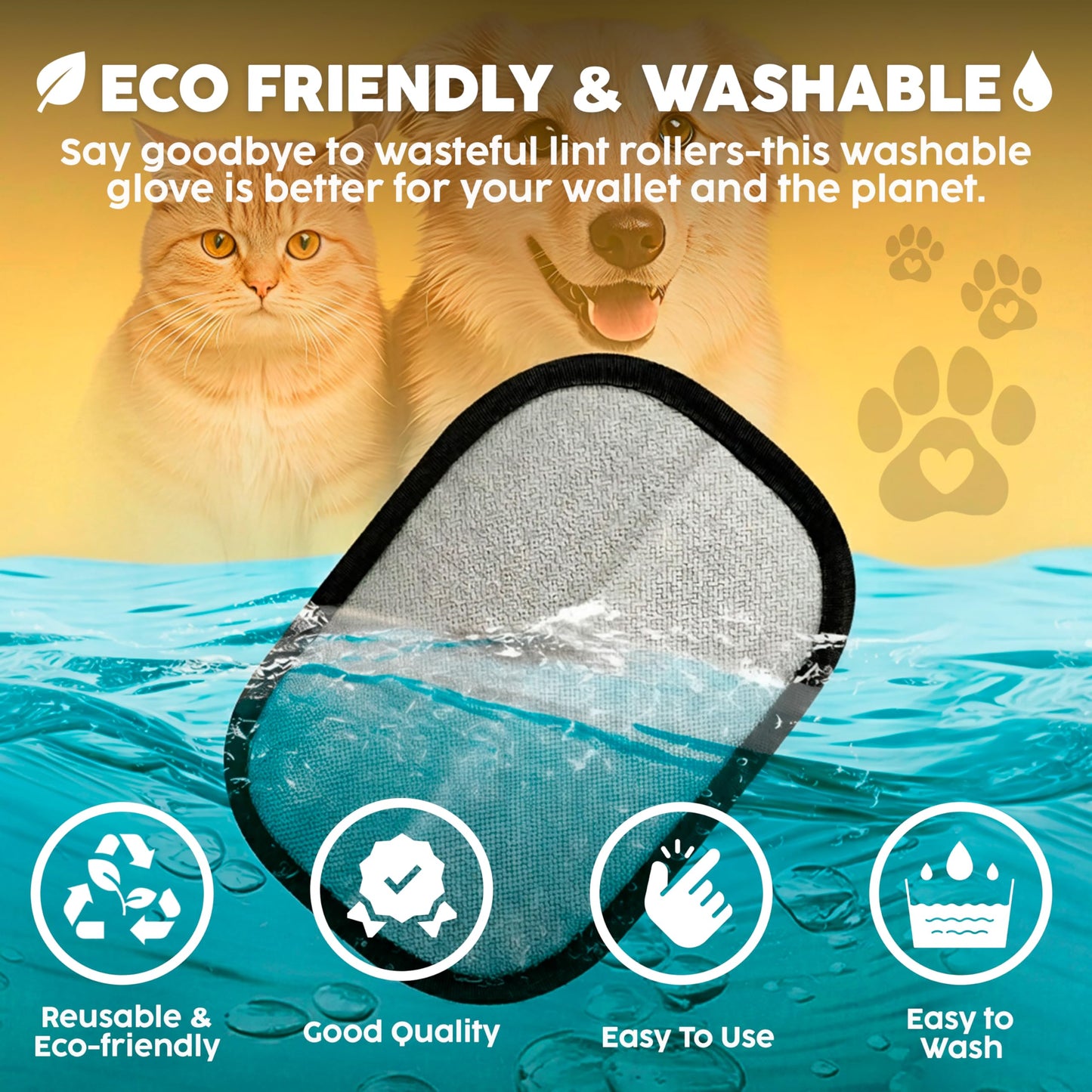 2 Pack Pet Hair Remover Gloves – Cat & Dog Fur Removal Mitt, Reusable Hair Cleaner Glove for Couch, Furniture, Clothes & Car Seats, Lint Cleaning Mitt, Animal Hair Remover Tool