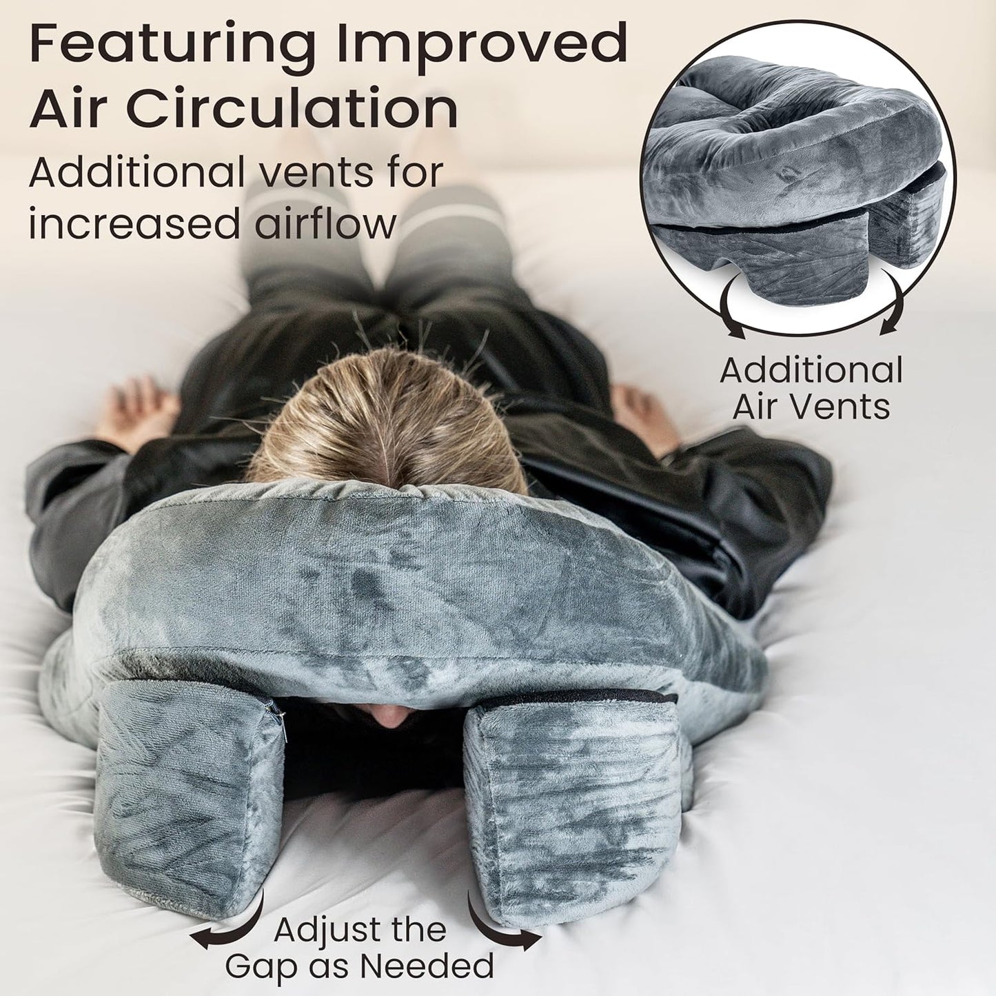 Face Down Pillow for Eye Surgery | 3-Vent Design for Easy Breathing - Vitrectomy & BBL Recovery, CertiPUR-US® Memory Foam