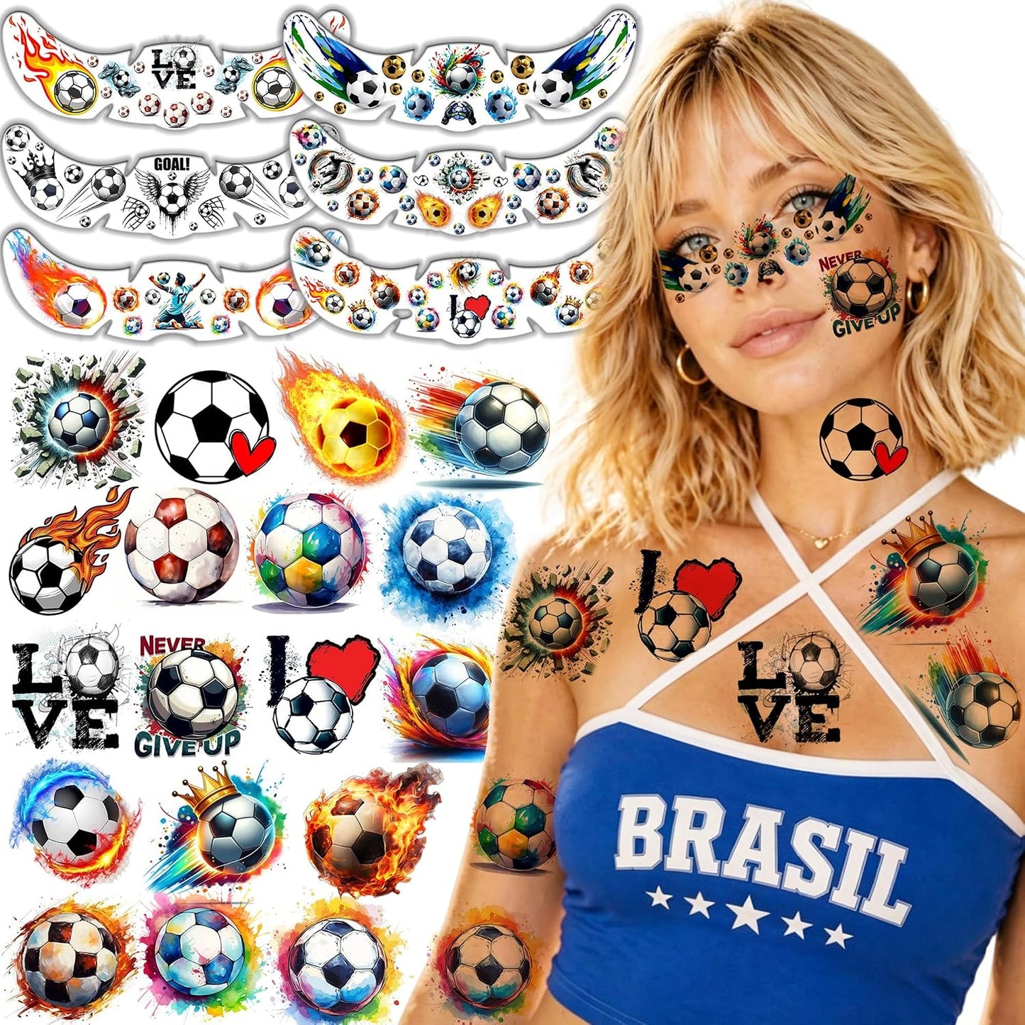 American Patriotic Temporary Tattoos - 49 PCS Red, White & Blue USA Flag Designs for 4th of July Celebrations | Party Favors & Decorations