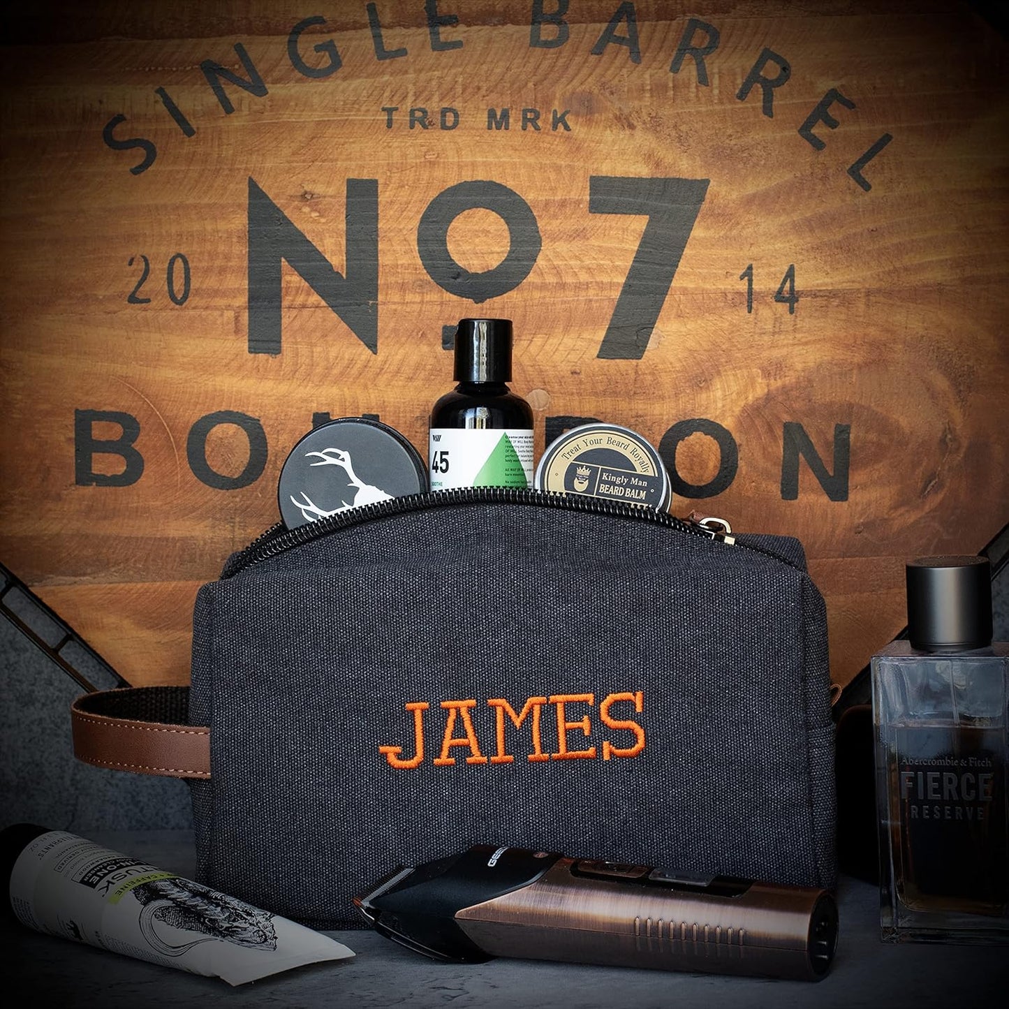 Personalized Toiletry Bag for Men - Handcrafted Embroidered Design | 5 Canvas & 8 Thread Color Options