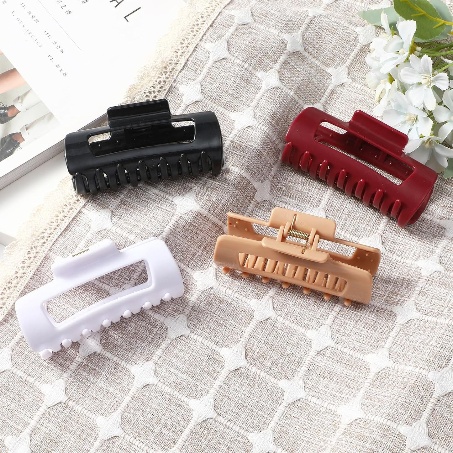 Soft Cloud Hair Clips for Women - 4Pcs Colorful Silicone Hair Claw | Strong Hold for Thick or Thin Hair