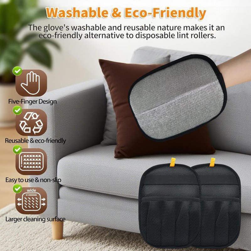 ZHENYOUBML 2Pcs Pet Hair Removal Glove for Cats & Dogs, Newly Upgraded Five Finger Electrostatic Pet Hair Removal Gloves, Reusable Cat & Dog Hair Remover for Couch, Furniture, Carpet, Curtain