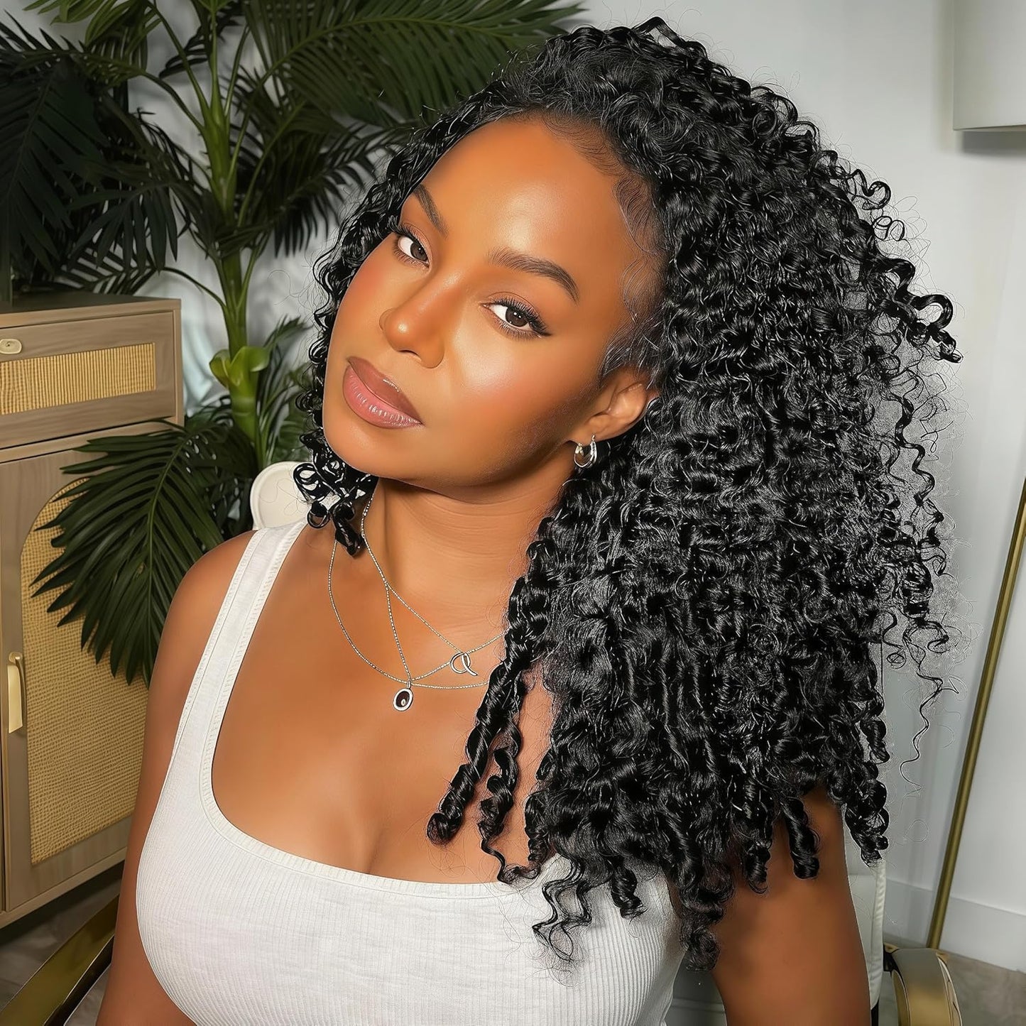 Burmese Curly Half Wig - 200% Density Human Hair | 14-Inch Glueless Flip Over for Black Women