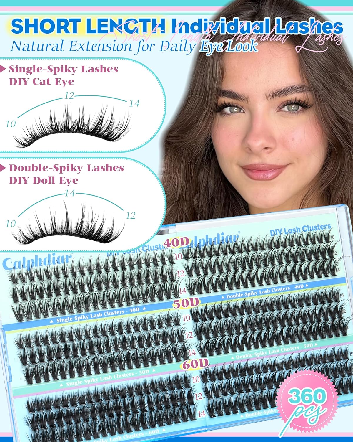 Wispy Lash Clusters - Natural Short Eyelash Extensions 10-14mm | 360pcs CC Curly DIY Lashes