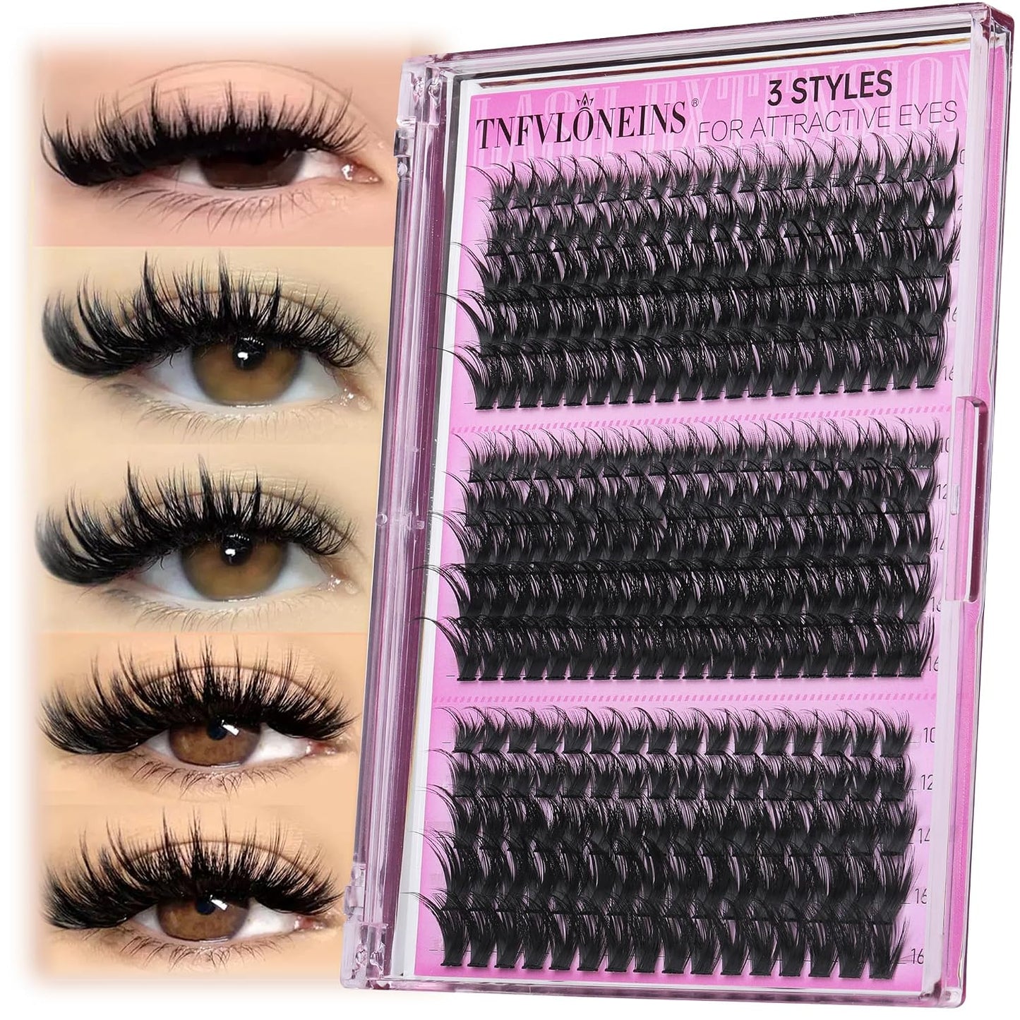Lash Clusters - Wispy Spiky Individual Eyelash Extensions | DIY D Volume (10-16MM, 3 Styles)