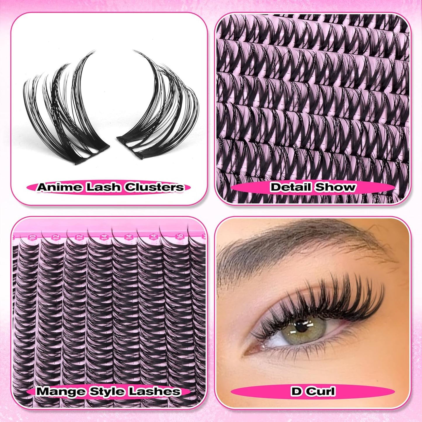Flora Lash Clusters - Wispy D Curly Eyelash Extensions | Spiky Cat Eye Individual Lashes (8-16MM)