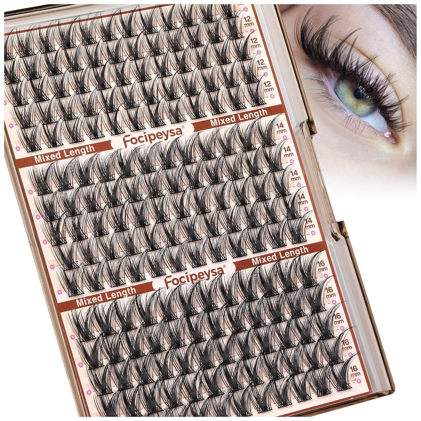 Wispy Lash Clusters - 12-16mm Natural Look Eyelash Extensions for DIY Home Use | Salon Effect Individual Lashes